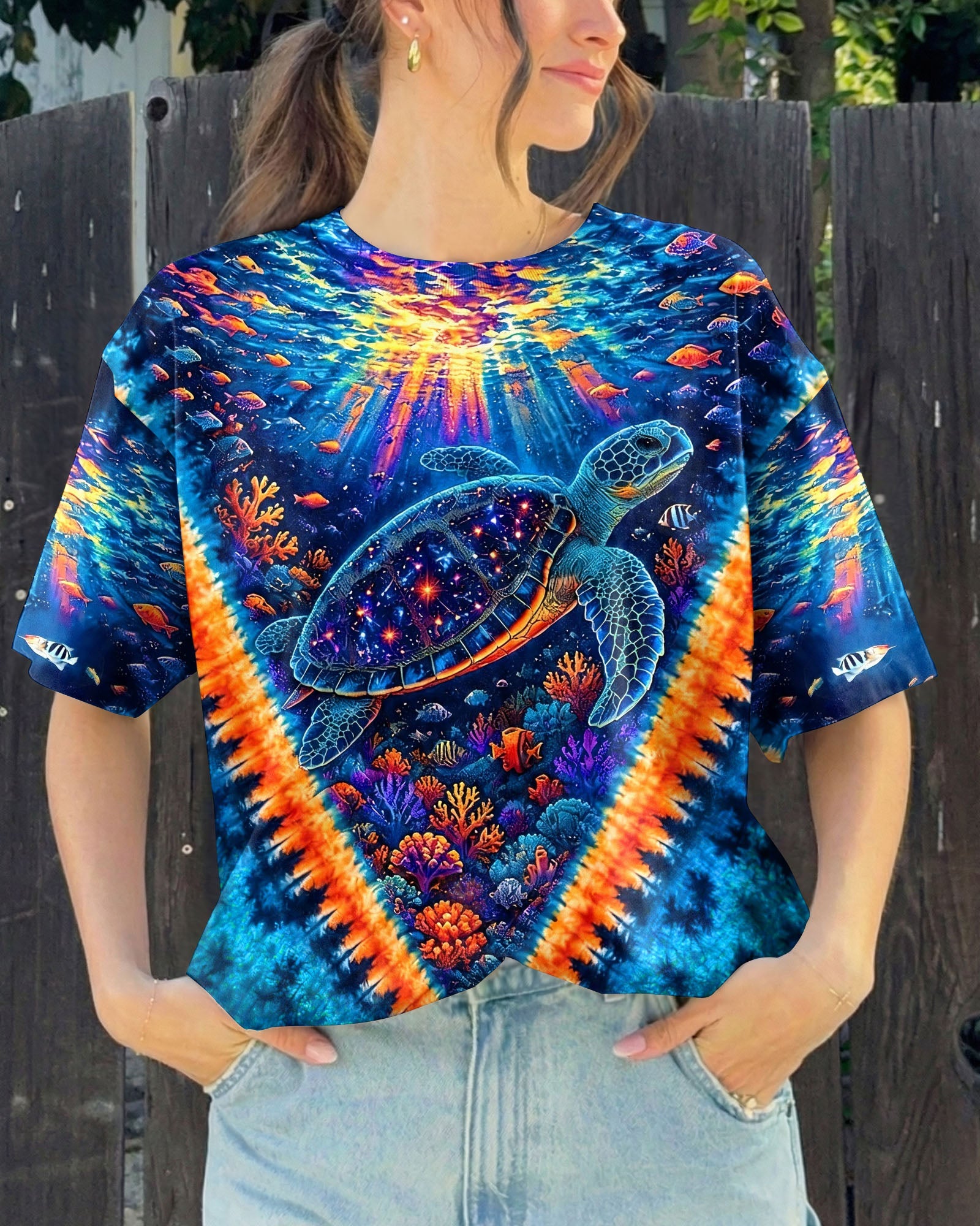 TURTLES UNDERSEA V PATTERN  ALL OVER PRINT - TLHG0306261