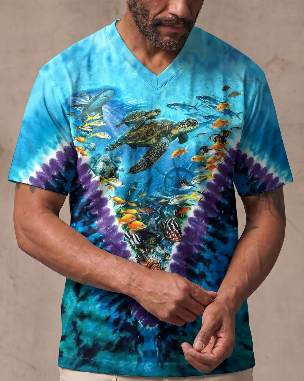 TURTLES UNDERSEA V PATTERN  ALL OVER PRINT - TLHG1006262