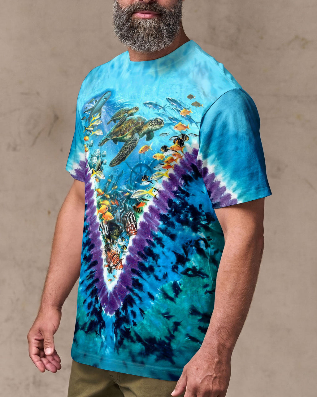 TURTLES UNDERSEA V PATTERN  ALL OVER PRINT - TLHG1006262
