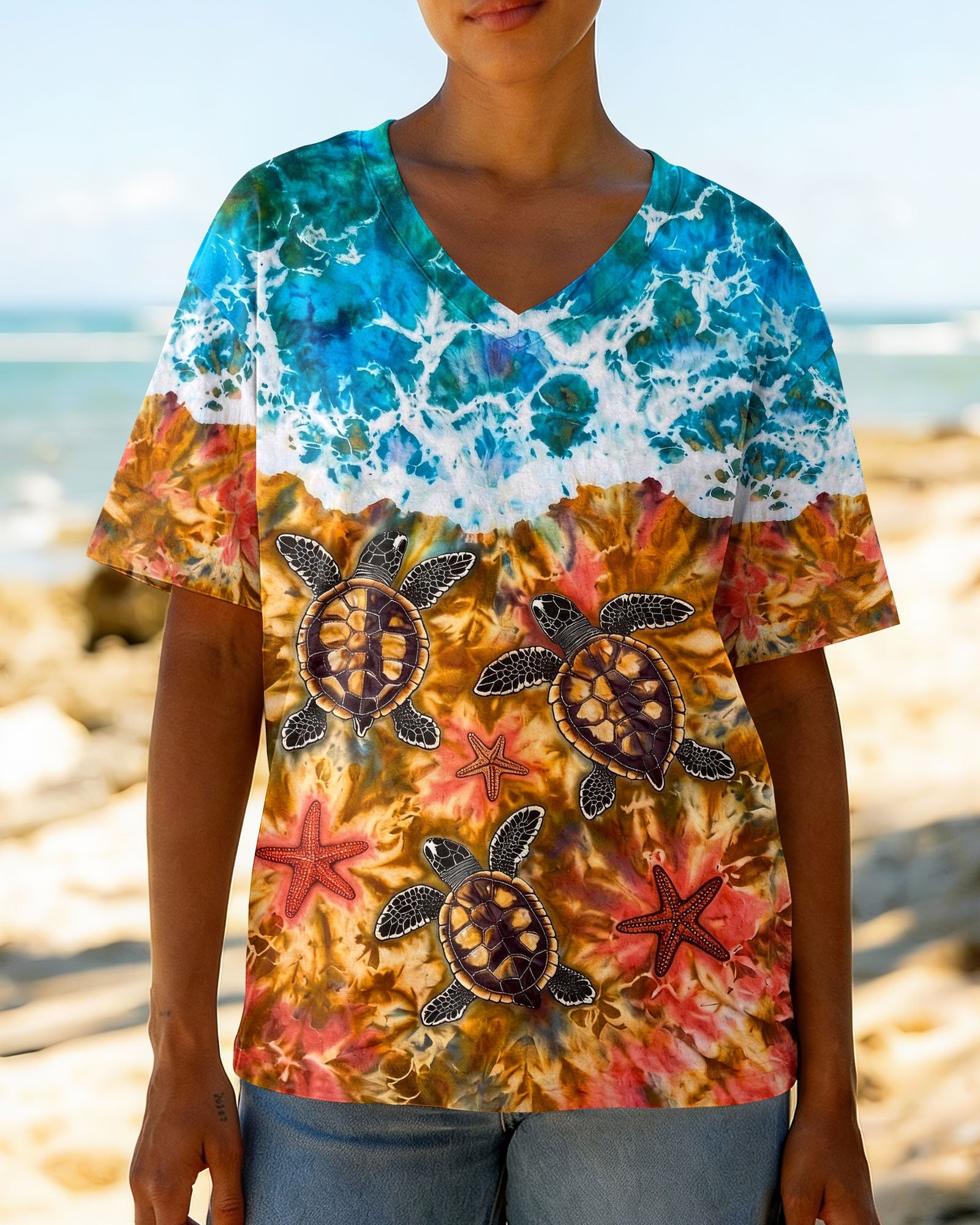 SEA TURTLE SALTY WAVES ALL OVER PRINT - TLHG1404262