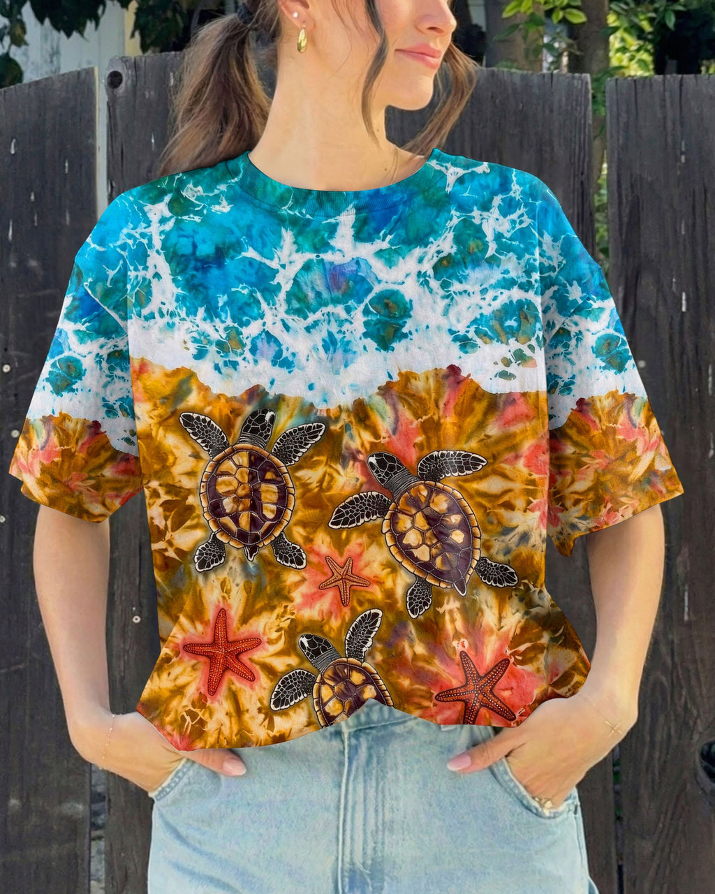SEA TURTLE SALTY WAVES ALL OVER PRINT - TLHG1404262