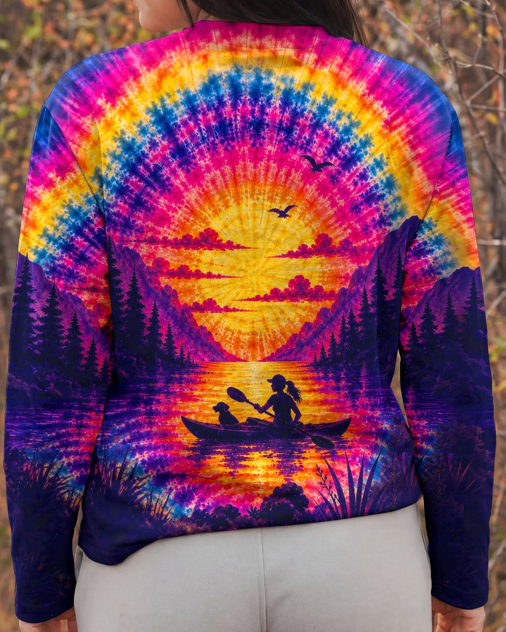 KAYAK LAKE DAY WITH DOG SUNSET ALL OVER PRINT - TLHG1405261