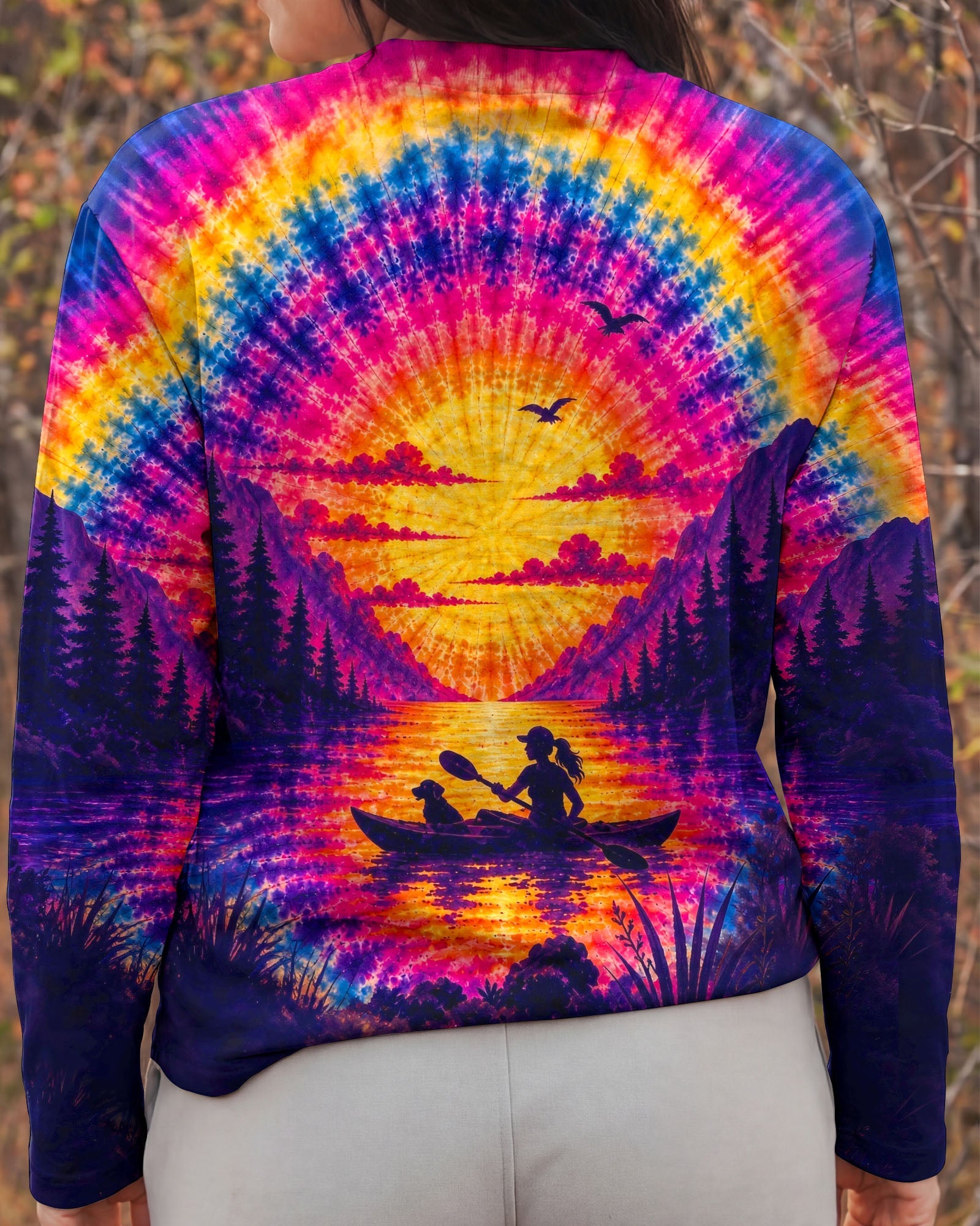 KAYAK LAKE DAY WITH DOG SUNSET ALL OVER PRINT - TLHG1405261