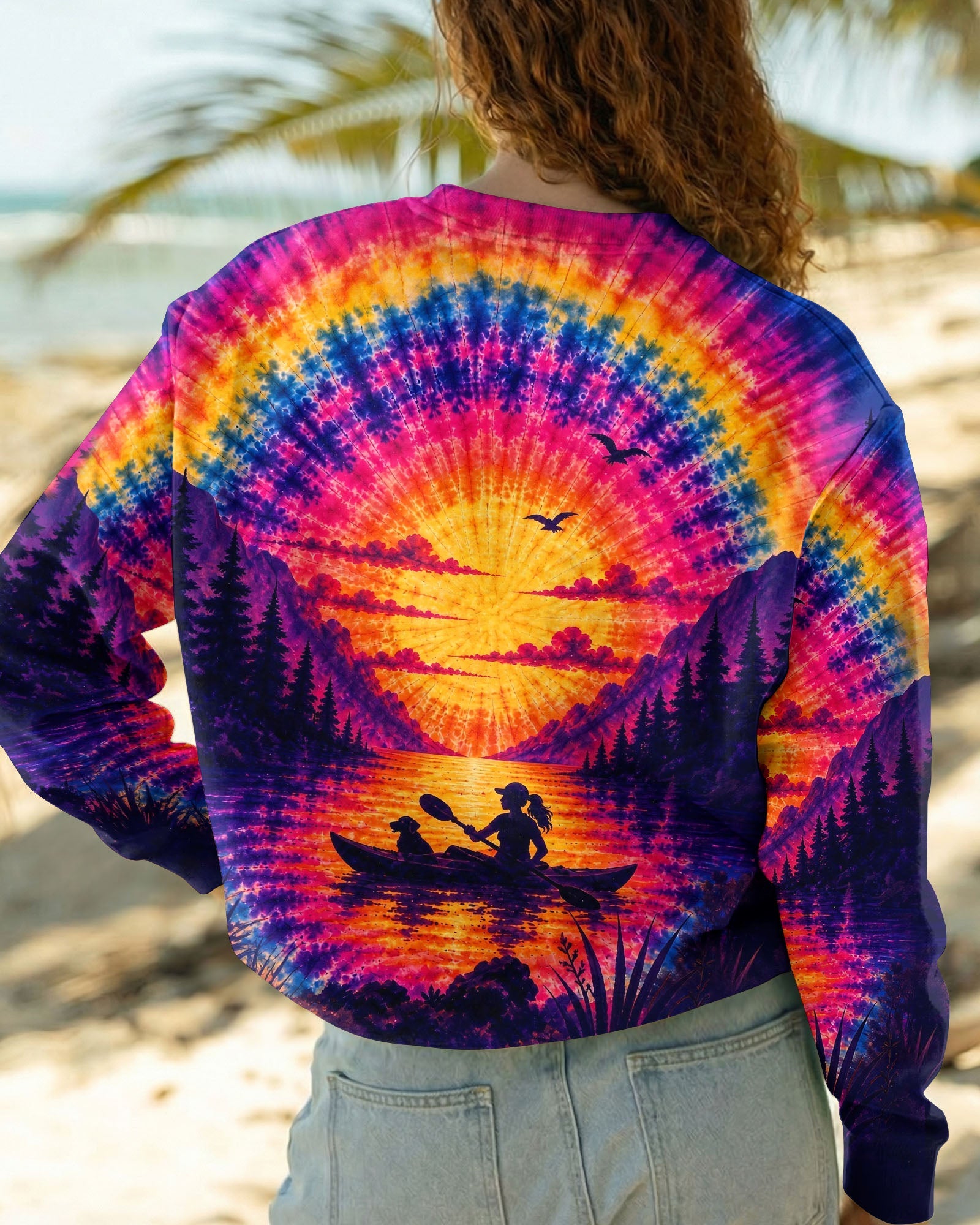 KAYAK LAKE DAY WITH DOG SUNSET ALL OVER PRINT - TLHG1405261