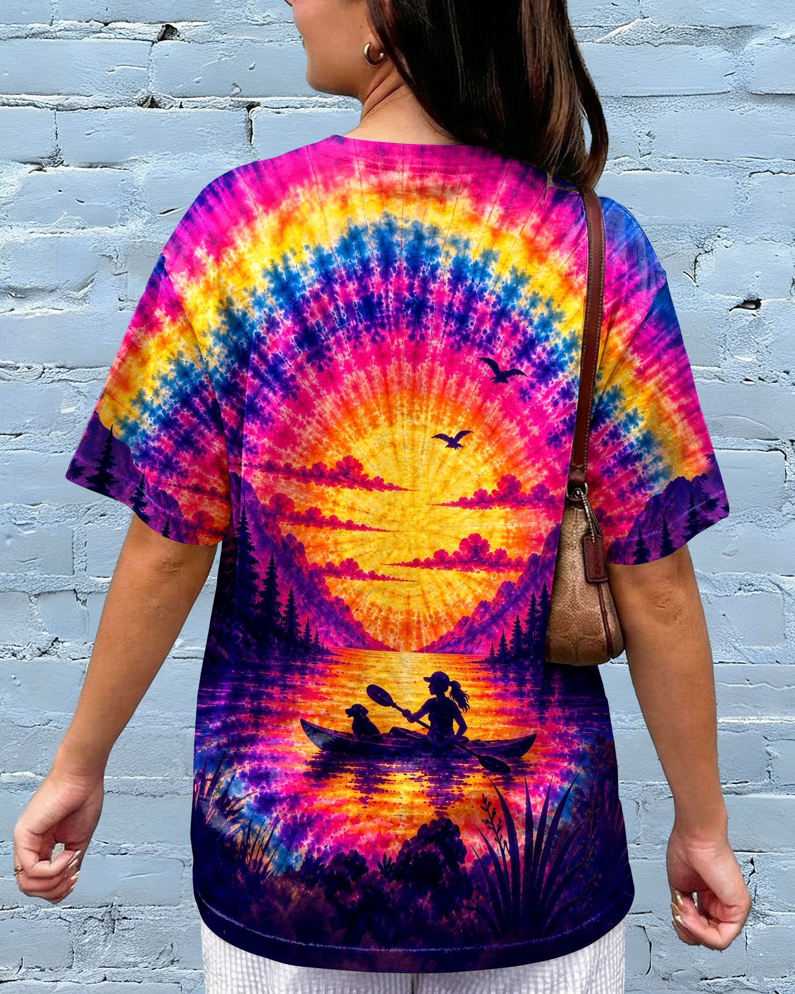 KAYAK LAKE DAY WITH DOG SUNSET ALL OVER PRINT - TLHG1405261