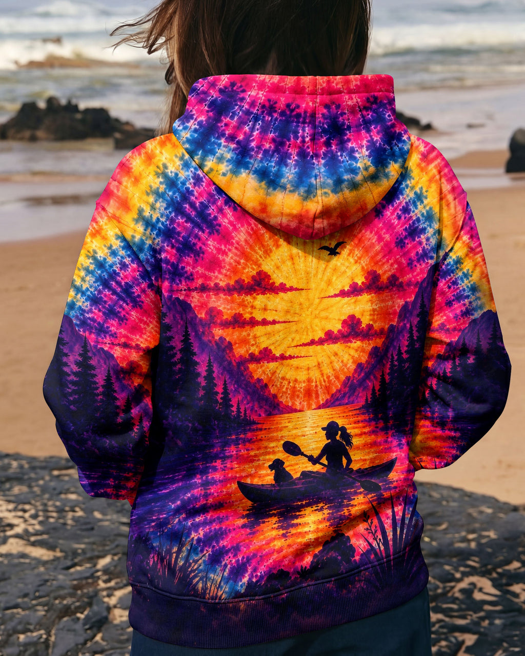 KAYAK LAKE DAY WITH DOG SUNSET ALL OVER PRINT - TLHG1405261