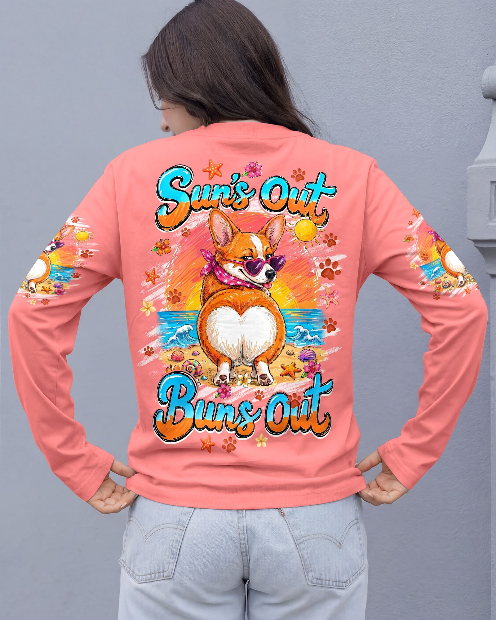 SUN'S OUT BUNS OUT CORGI DOG ALL OVER PRINT - TYQY1506262