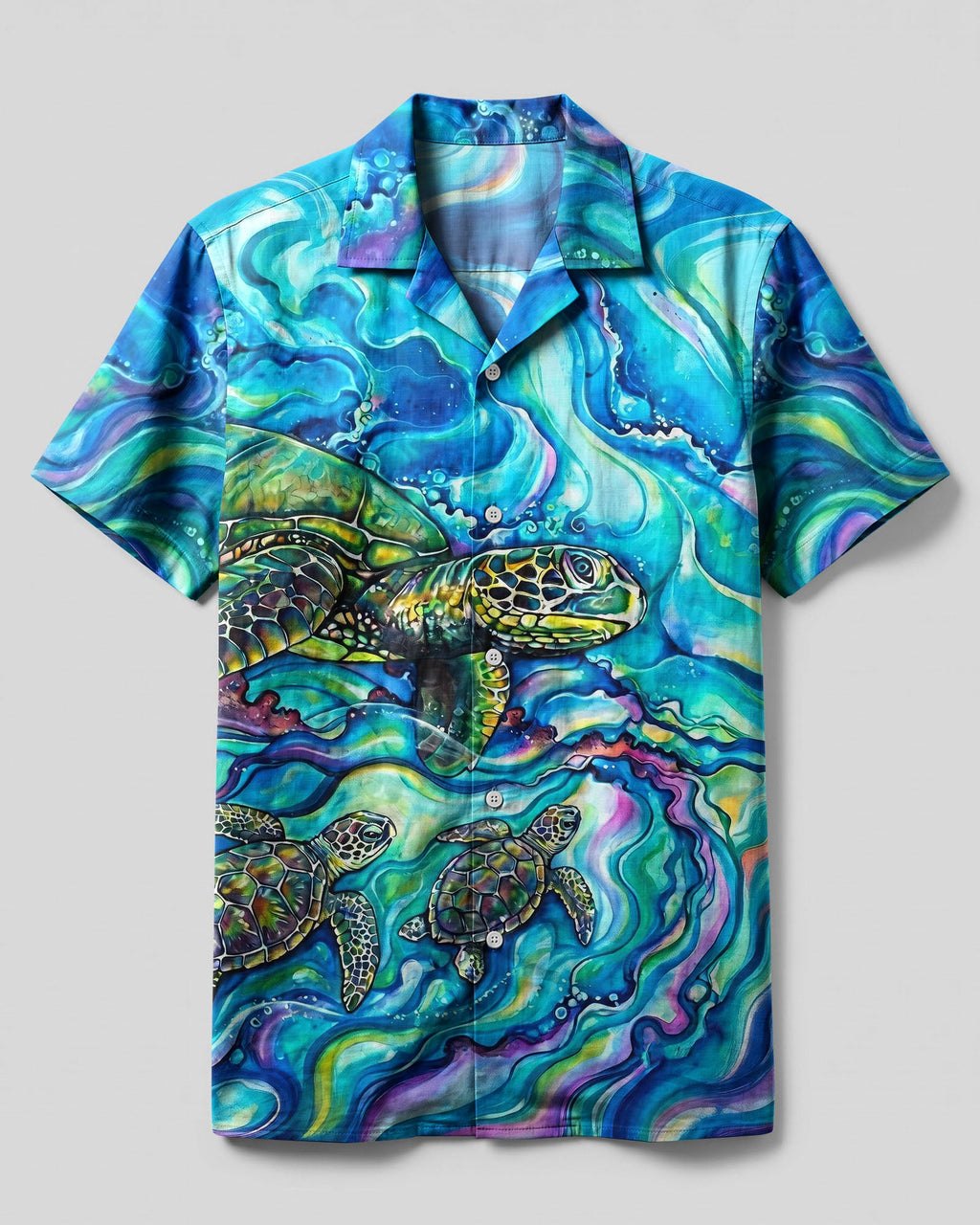 THREE SEA TURTLES FOLLOWING THE TIDE  CAMP SHIRT  - TLHG1606263