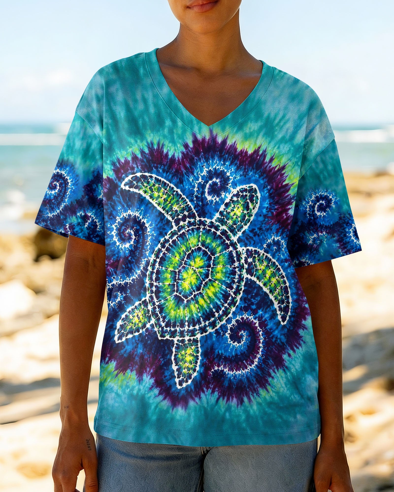 SEA TURTLE WAVES SWIRL ALL OVER PRINT - TLHG1805263