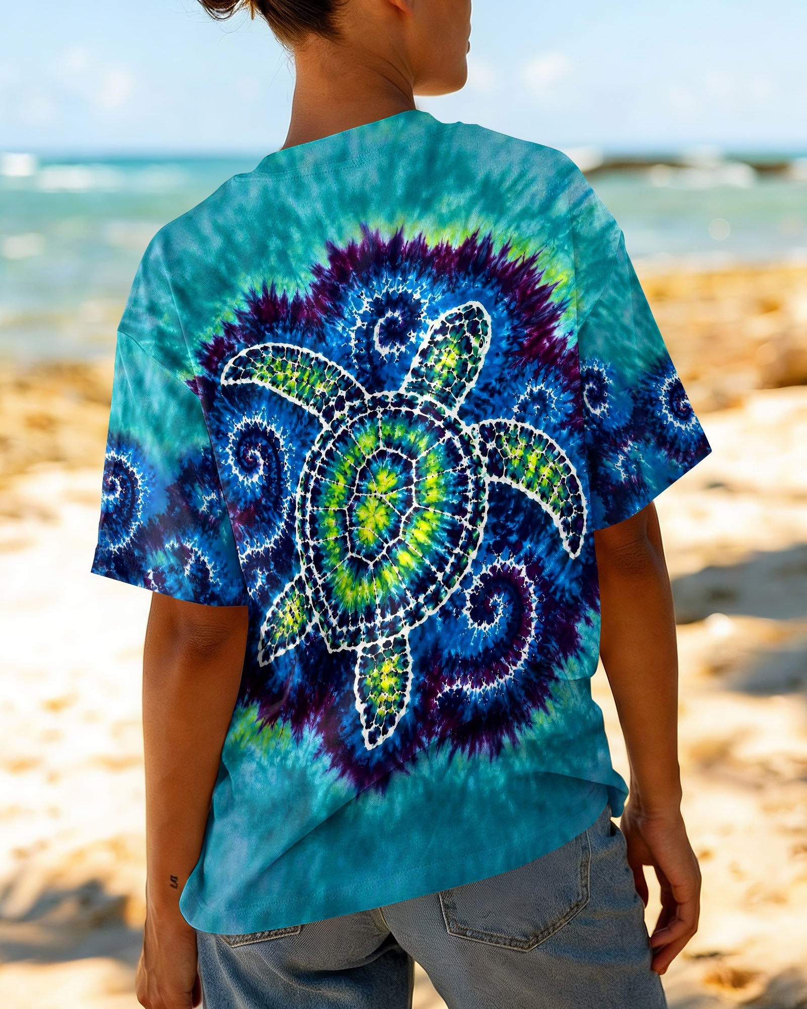 SEA TURTLE WAVES SWIRL ALL OVER PRINT - TLHG1805263