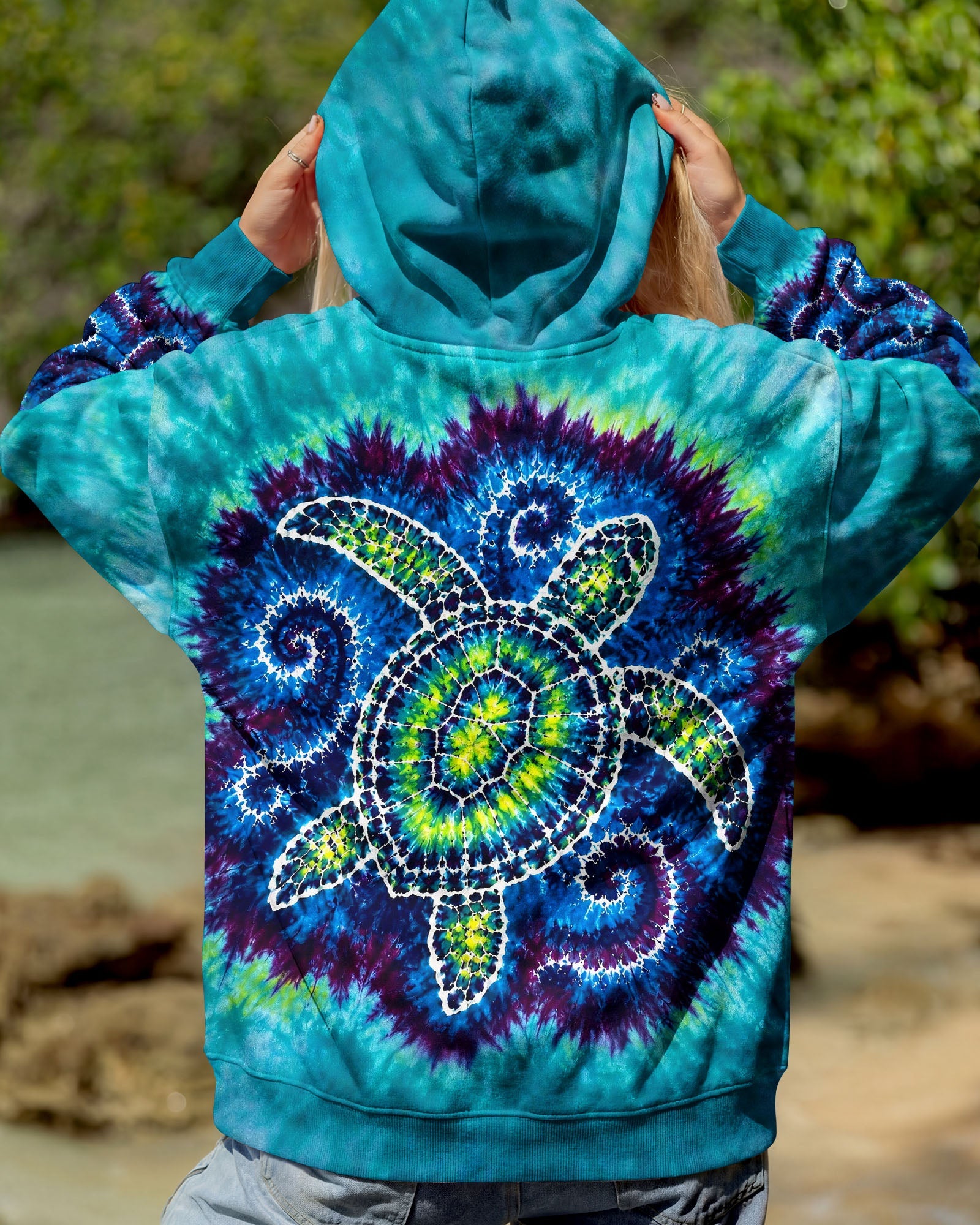 SEA TURTLE WAVES SWIRL ALL OVER PRINT - TLHG1805263