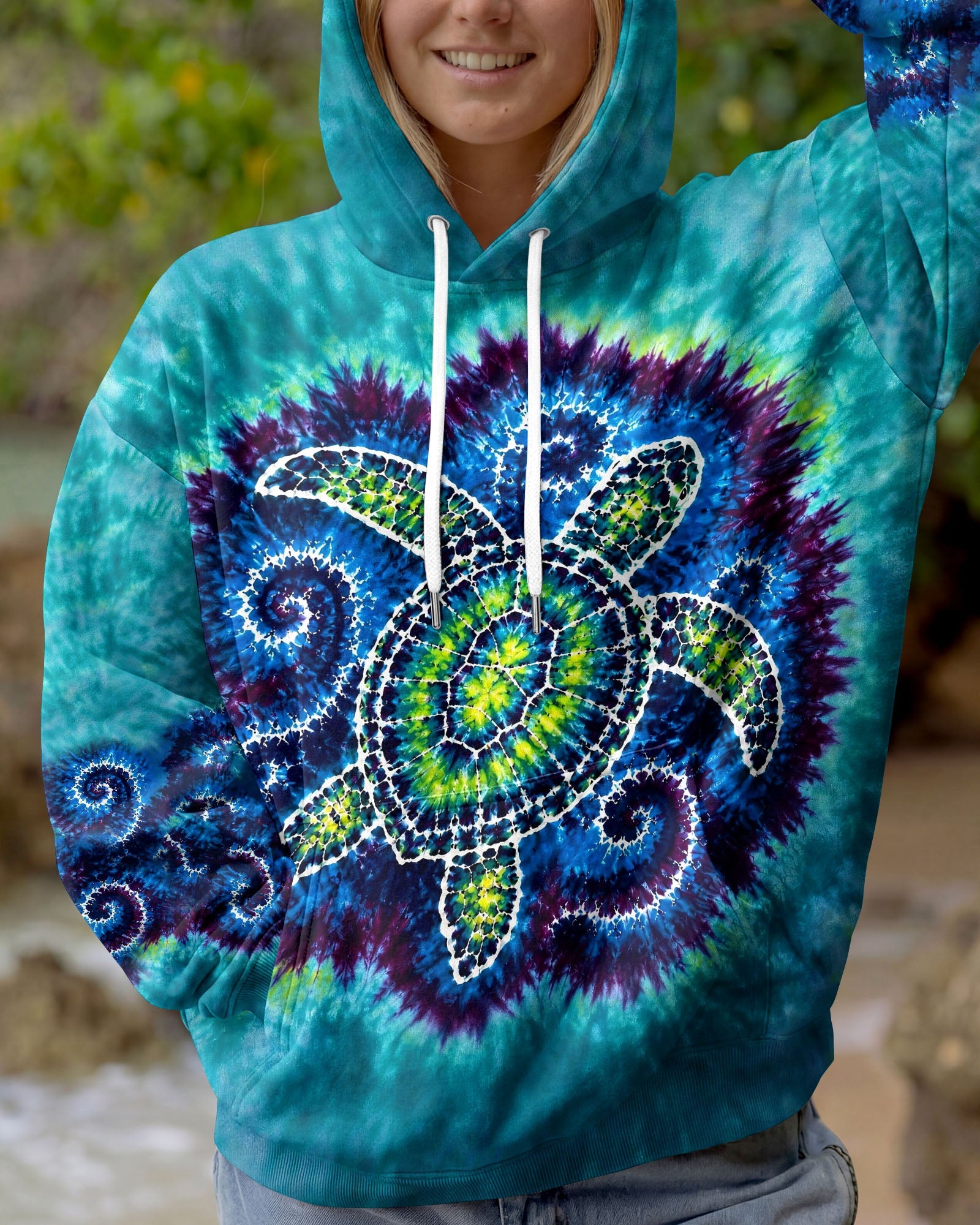 SEA TURTLE WAVES SWIRL ALL OVER PRINT - TLHG1805263