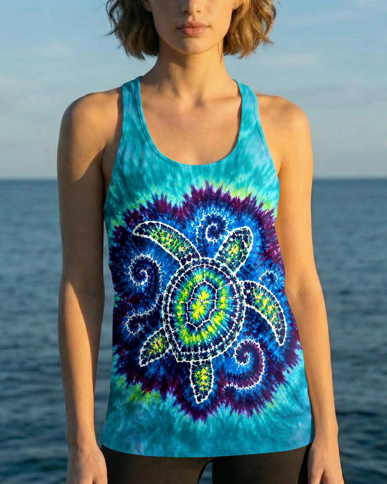 SEA TURTLE WAVES SWIRL ALL OVER PRINT - TLHG1805263
