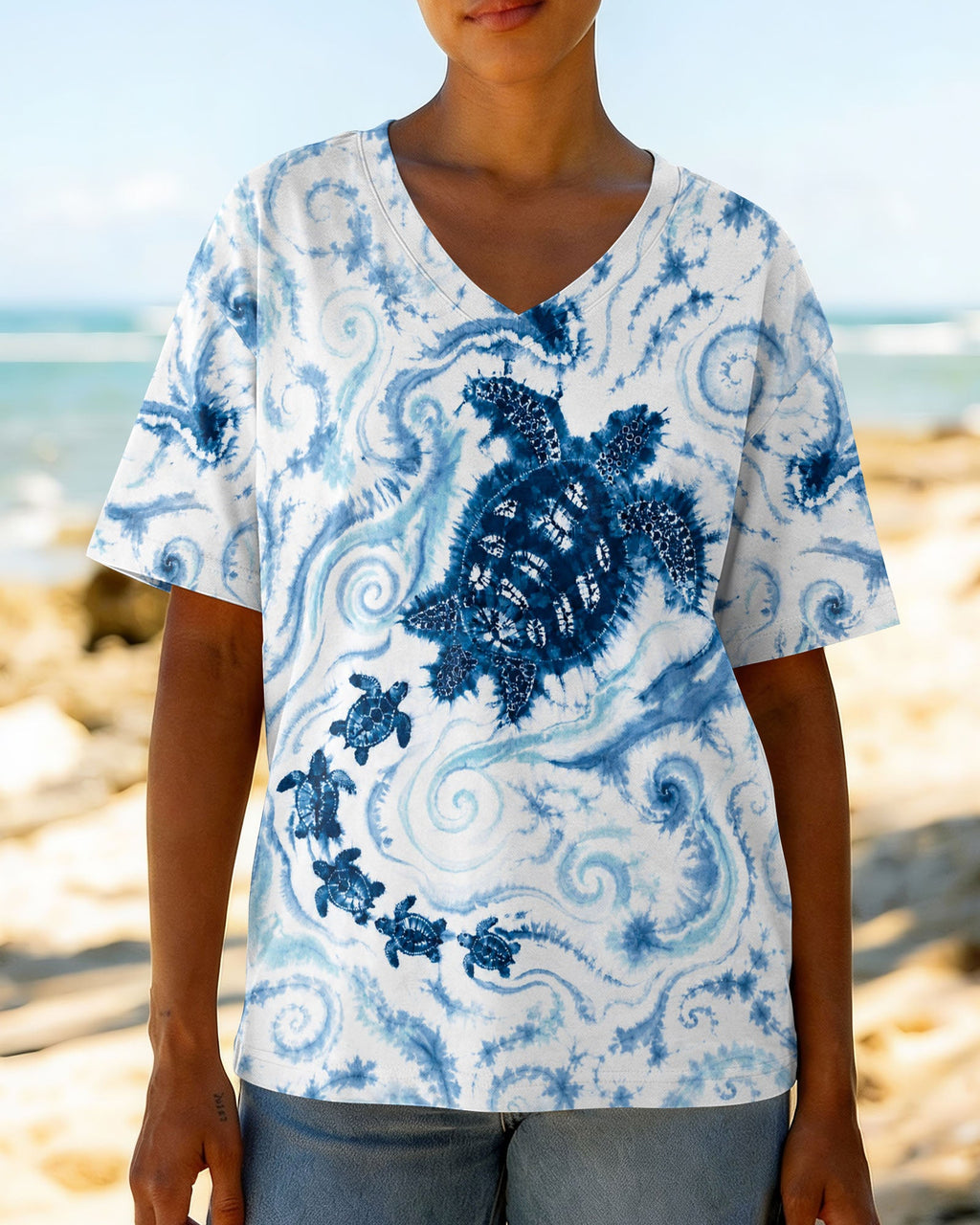 SMELL THE SEA FEEL THE BREEZE TURTLE ART ALL OVER PRINT  - TLHG1906261