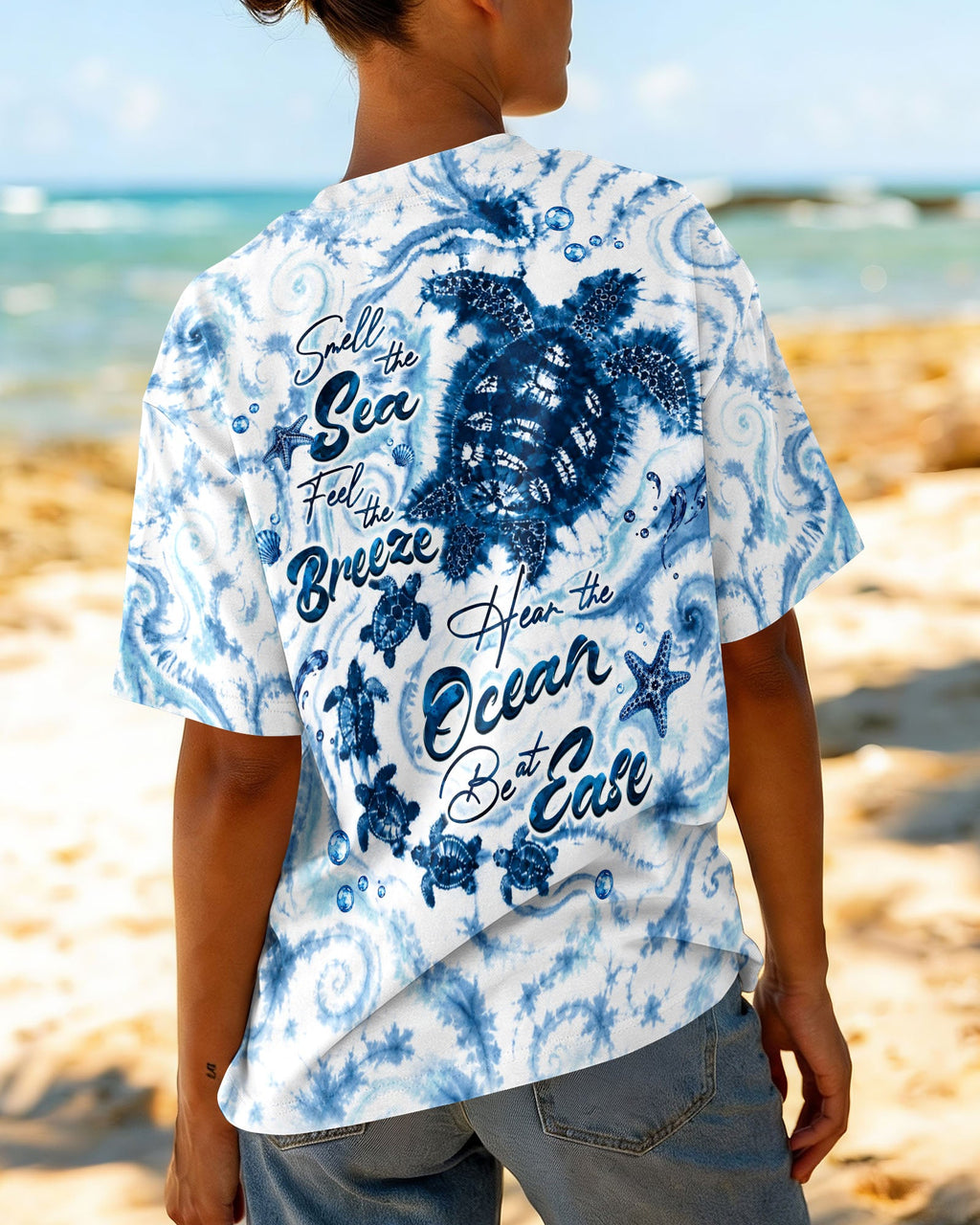 SMELL THE SEA FEEL THE BREEZE TURTLE ART ALL OVER PRINT  - TLHG1906261