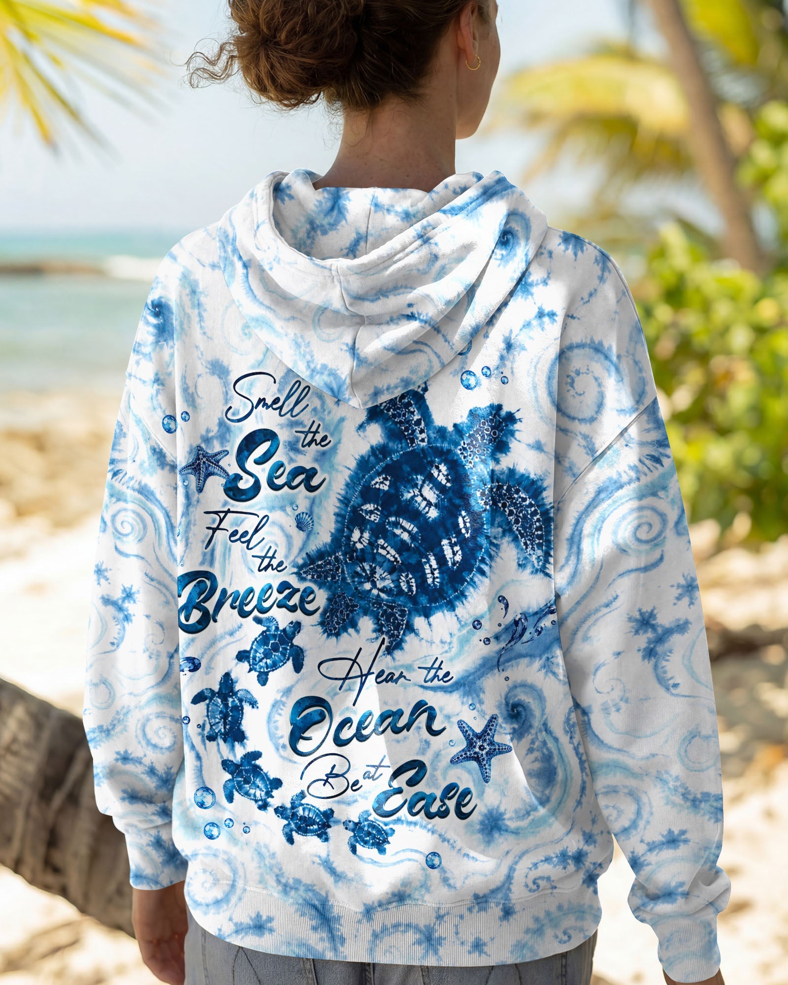 SMELL THE SEA FEEL THE BREEZE TURTLE ART ALL OVER PRINT  - TLHG1906261