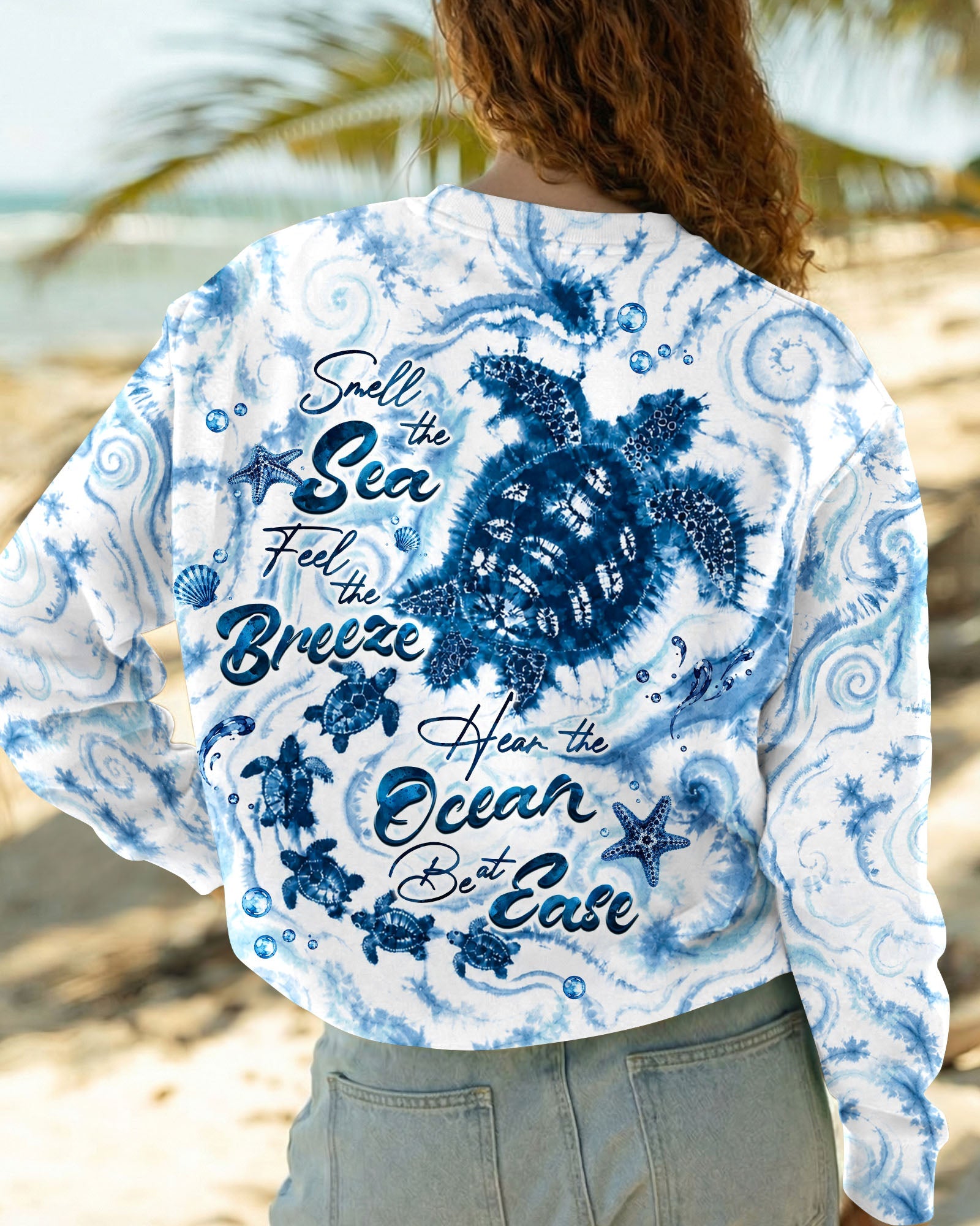 SMELL THE SEA FEEL THE BREEZE TURTLE ART ALL OVER PRINT  - TLHG1906261