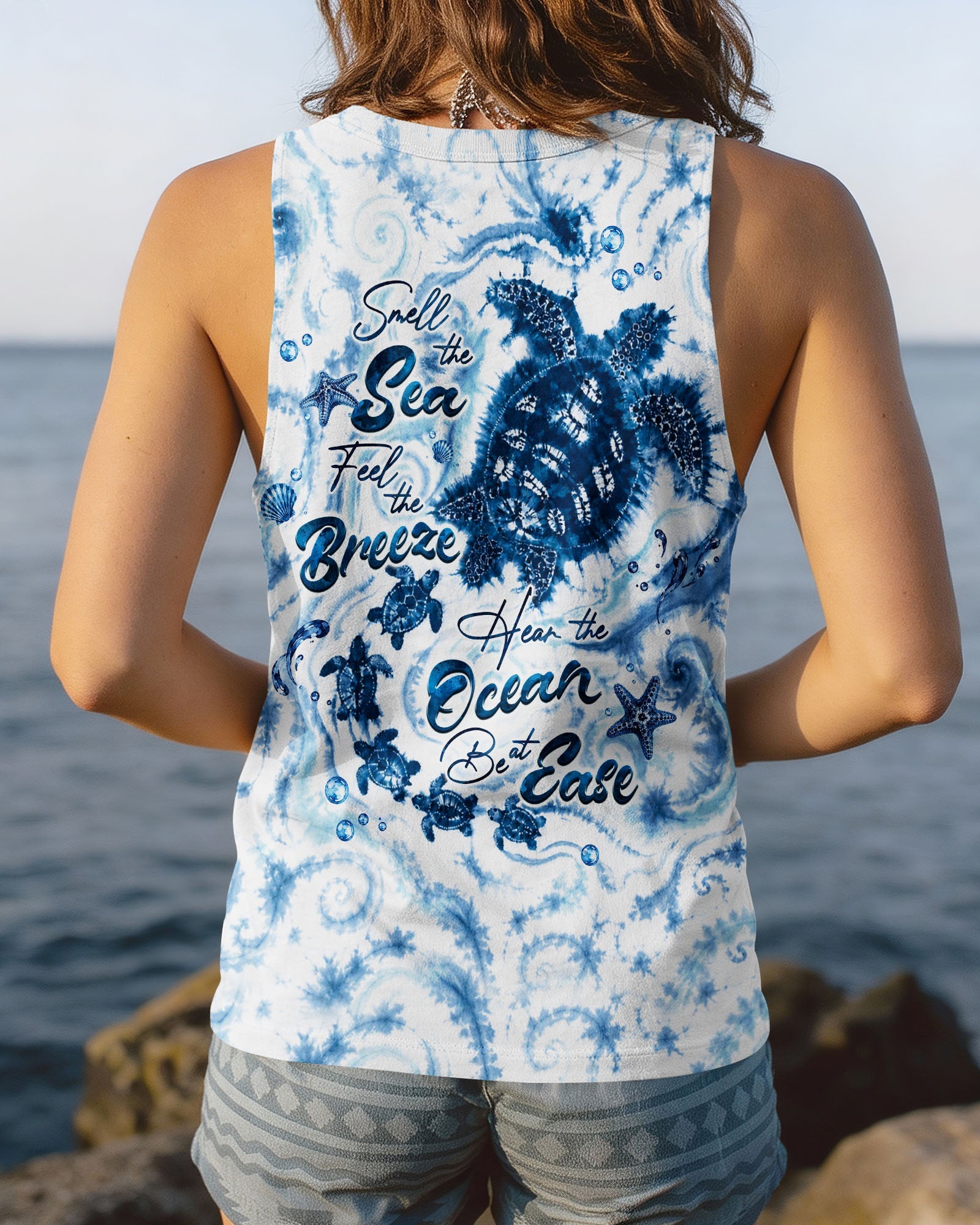 SMELL THE SEA FEEL THE BREEZE TURTLE ART ALL OVER PRINT  - TLHG1906261