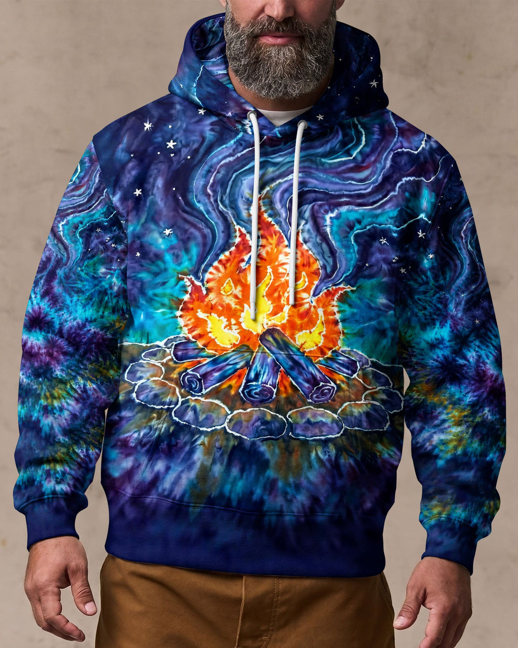 CAMPFIRE STARRY NIGHT WATERCOLOR ALL OVER PRINT   - TLHG2506263