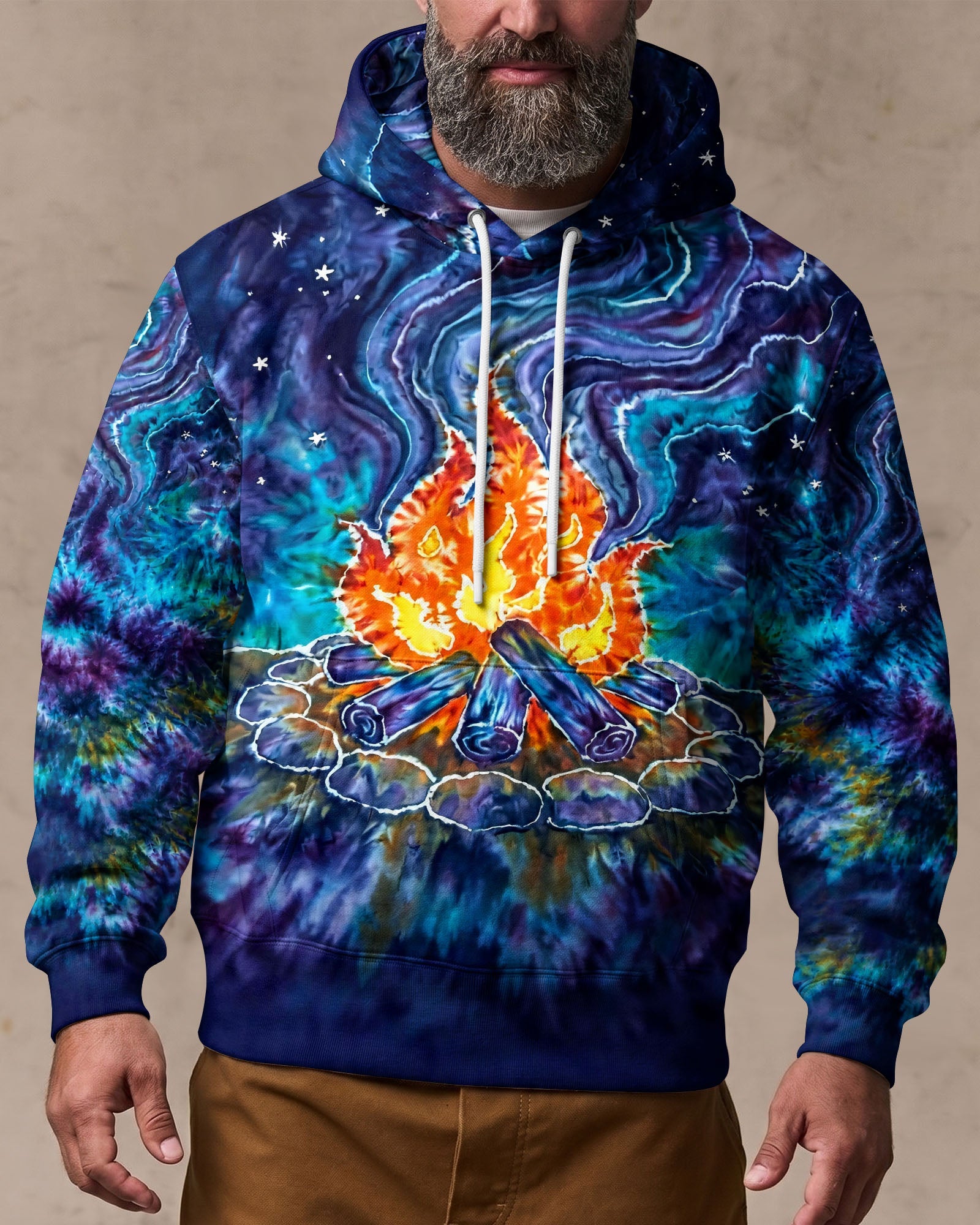 CAMPFIRE STARRY NIGHT WATERCOLOR ALL OVER PRINT   - TLHG2506263