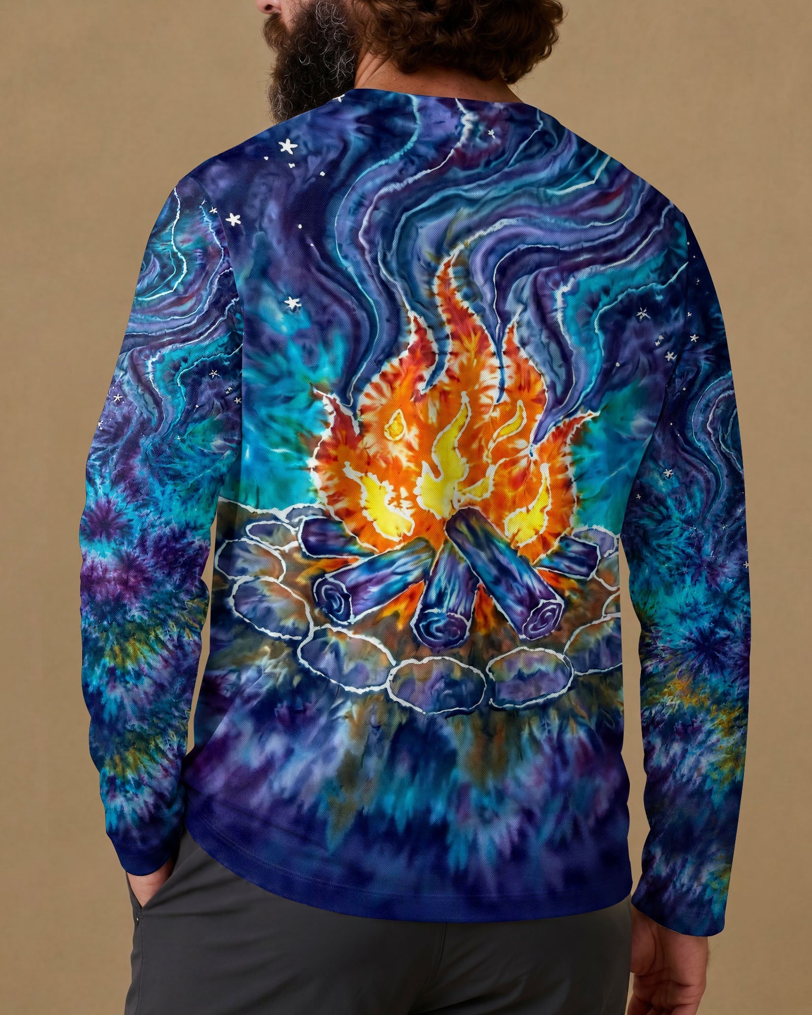 CAMPFIRE STARRY NIGHT WATERCOLOR ALL OVER PRINT   - TLHG2506263