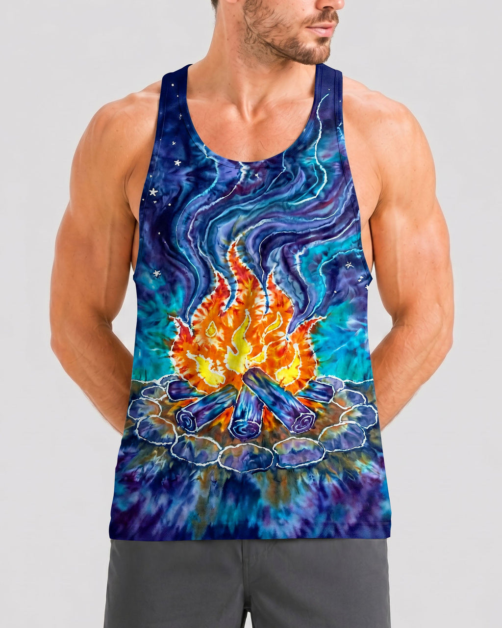 CAMPFIRE STARRY NIGHT WATERCOLOR ALL OVER PRINT   - TLHG2506263