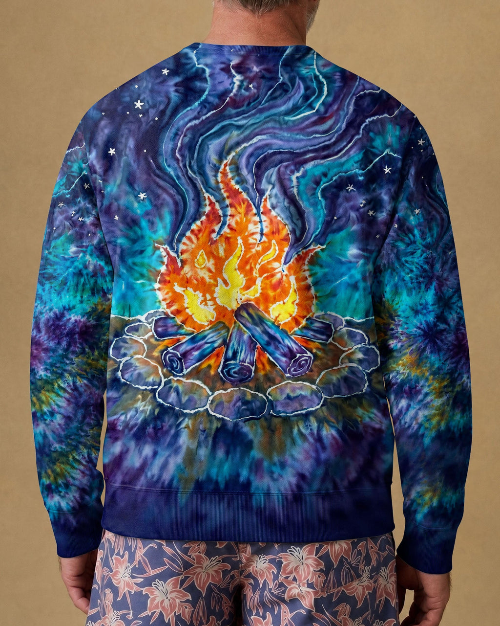CAMPFIRE STARRY NIGHT WATERCOLOR ALL OVER PRINT   - TLHG2506263
