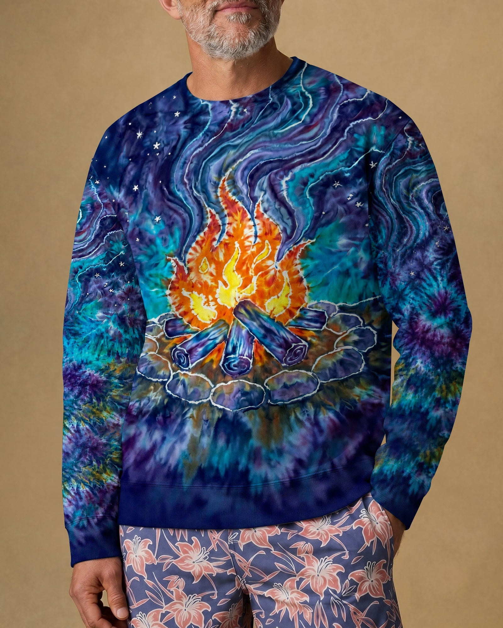 CAMPFIRE STARRY NIGHT WATERCOLOR ALL OVER PRINT   - TLHG2506263
