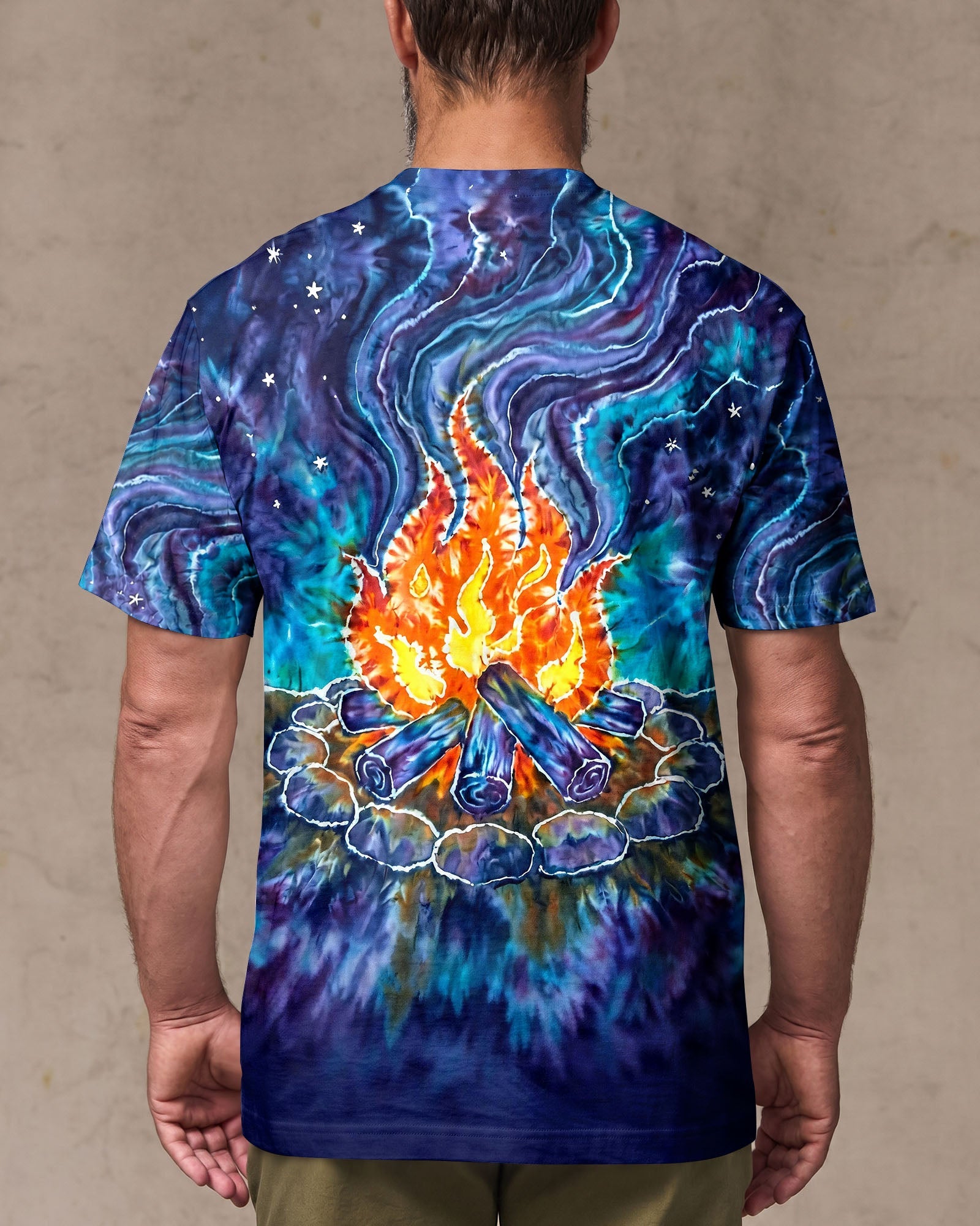 CAMPFIRE STARRY NIGHT WATERCOLOR ALL OVER PRINT   - TLHG2506263