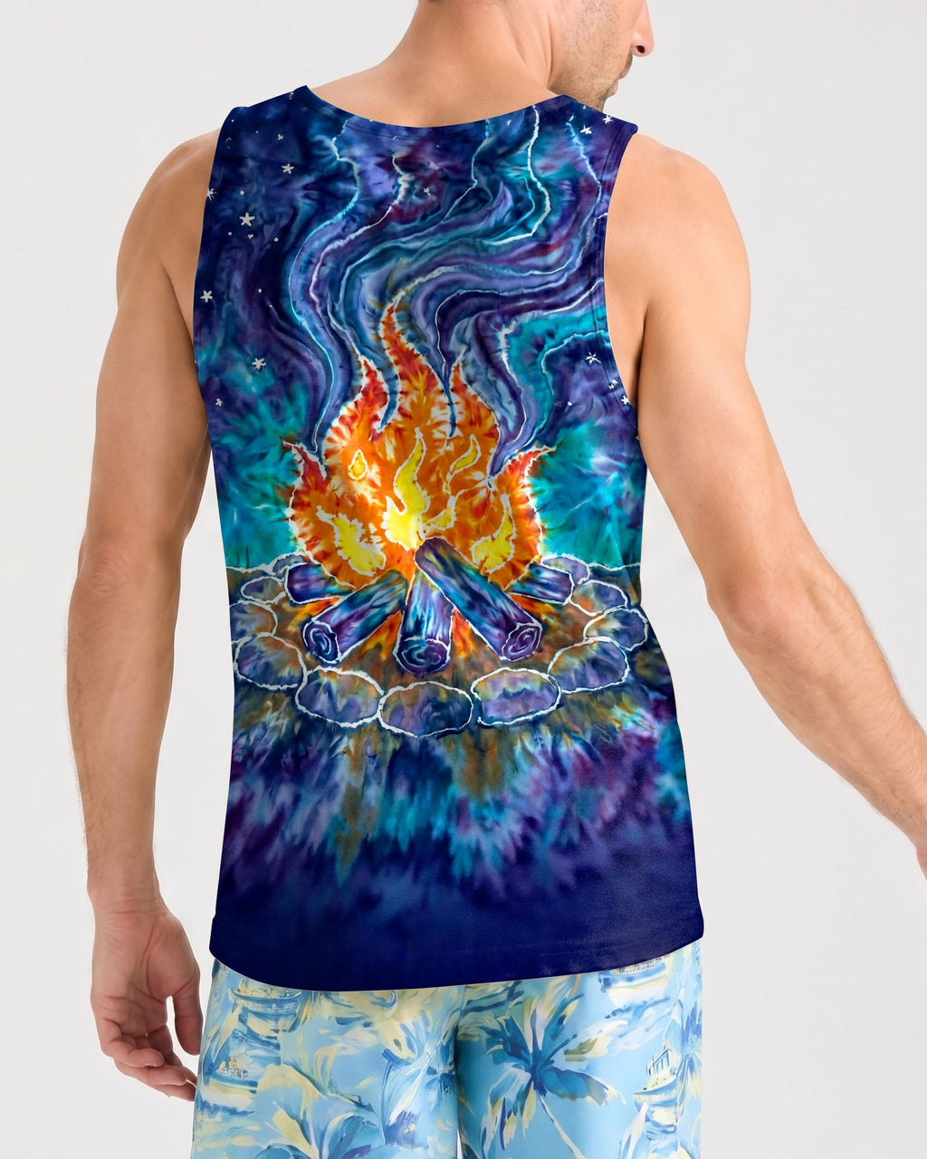 CAMPFIRE STARRY NIGHT WATERCOLOR ALL OVER PRINT   - TLHG2506263