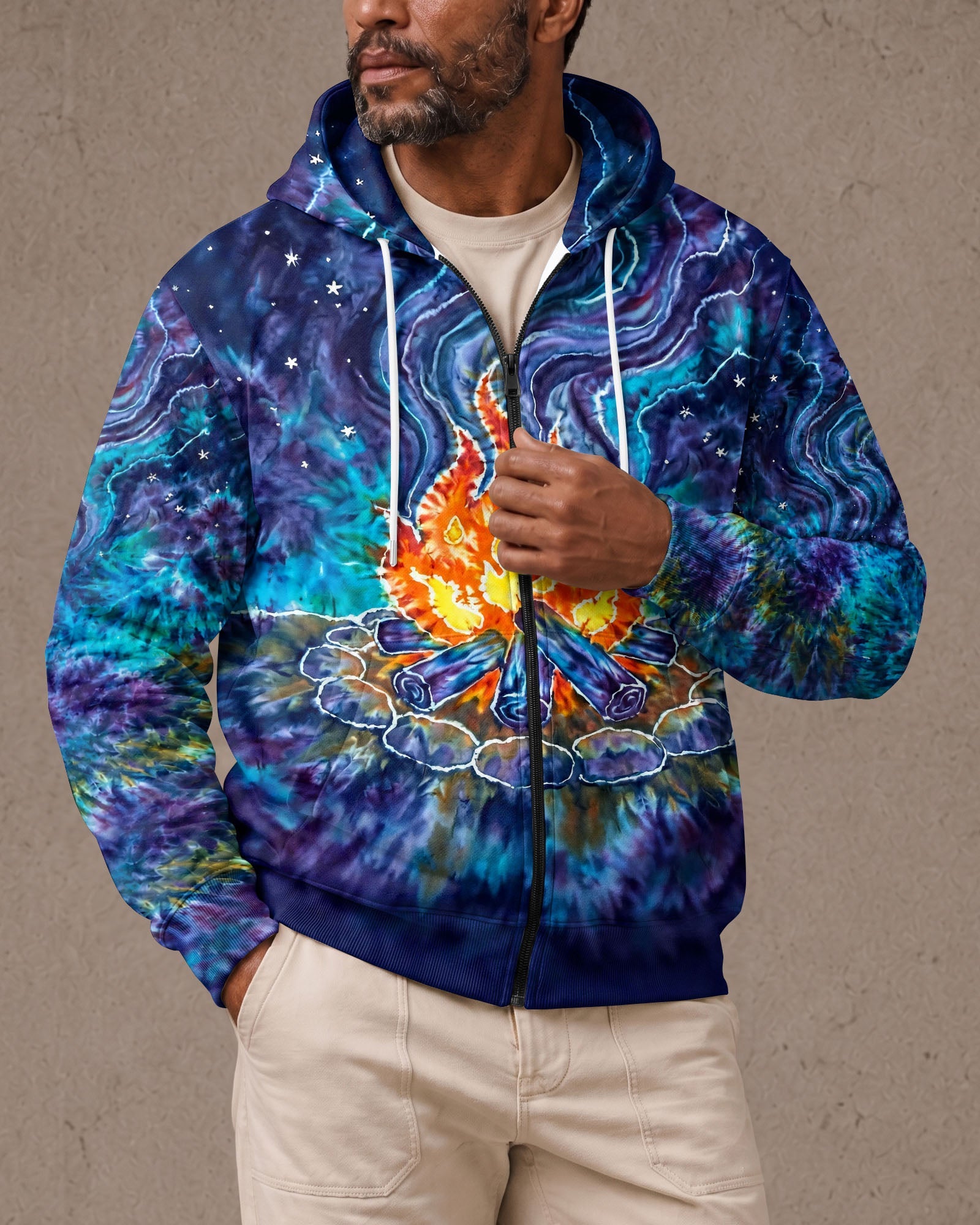 CAMPFIRE STARRY NIGHT WATERCOLOR ALL OVER PRINT   - TLHG2506263