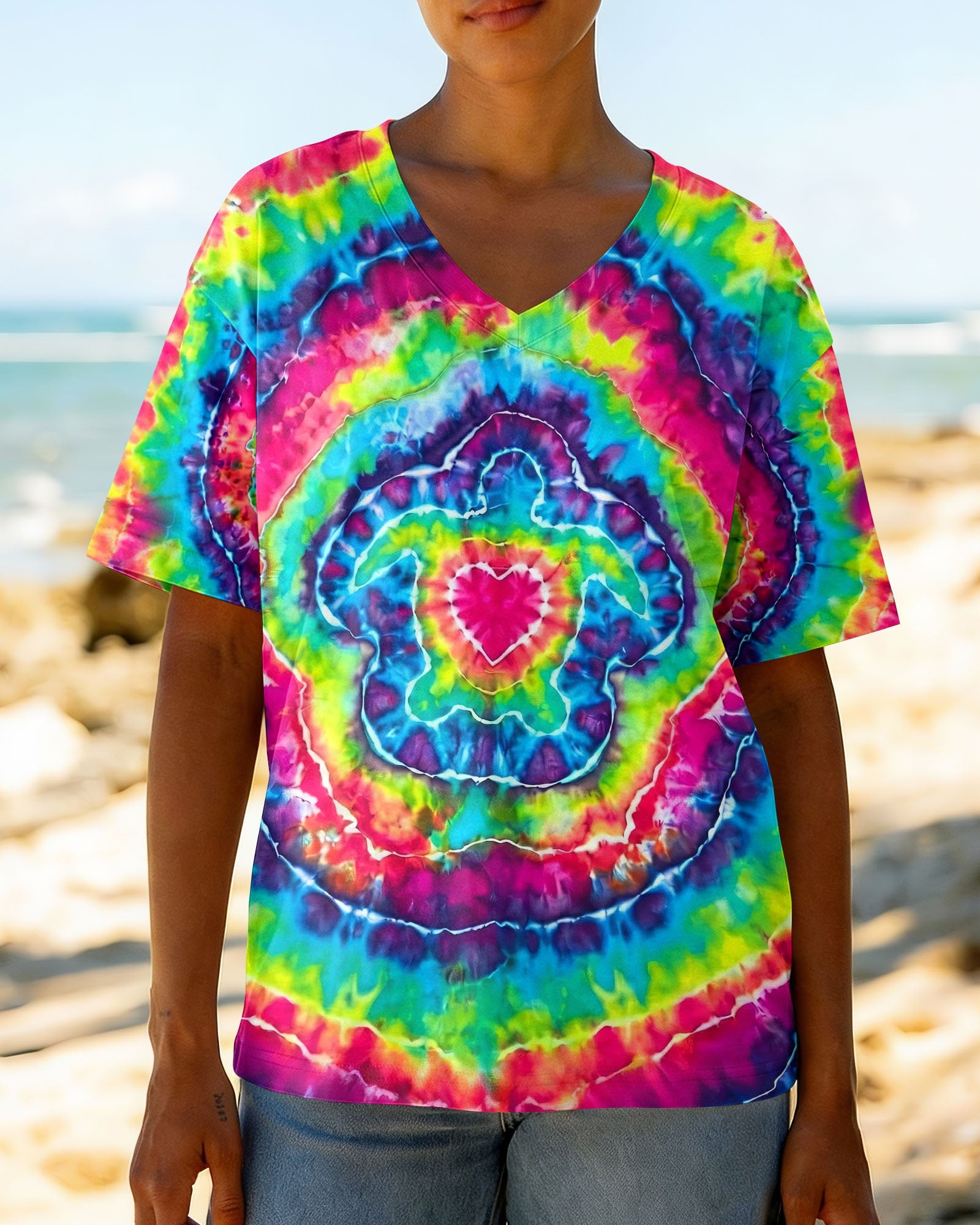 SEA TURTLE COLORFUL SWIRL ALL OVER PRINT - TLHG2606265
