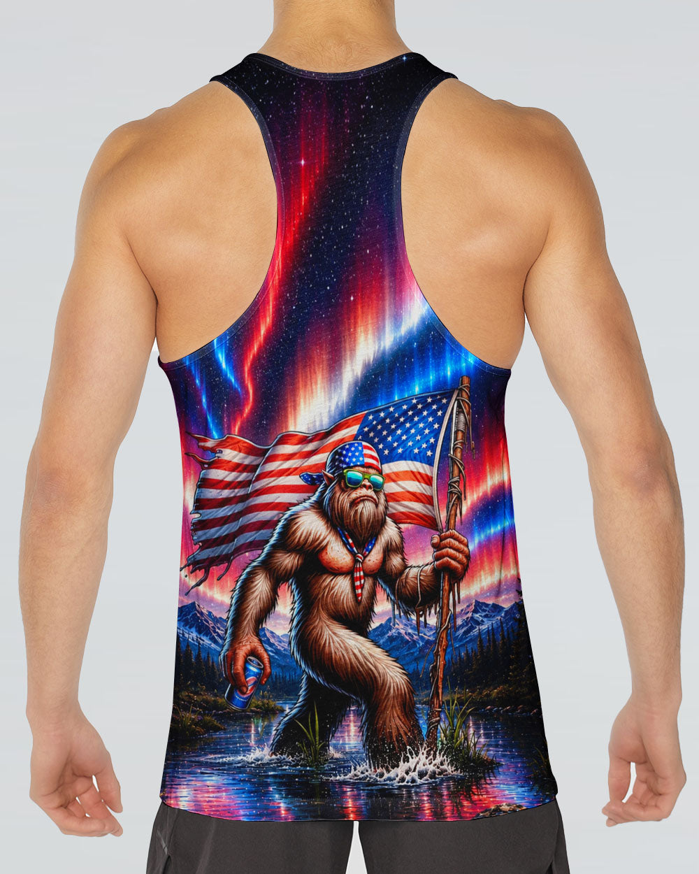 BIGFOOT UNDER RED WHITE & BLUE AURORA ALL OVER PRINT  - TLHN0106262