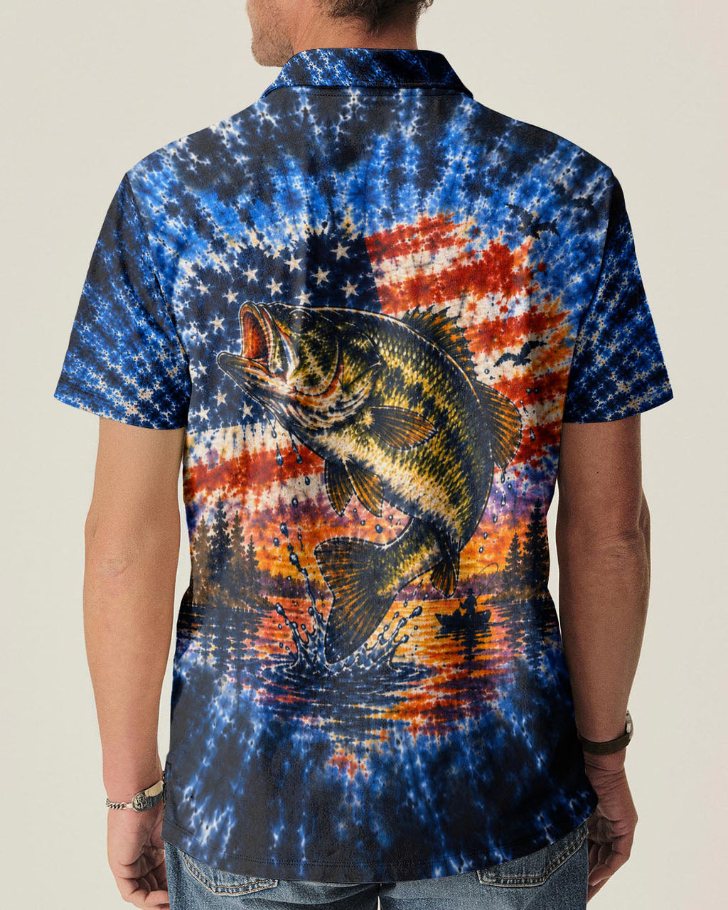 SUNSET FISHING STARS & STRIPES PATTERN ALL OVER PRINT - TLHN0106263