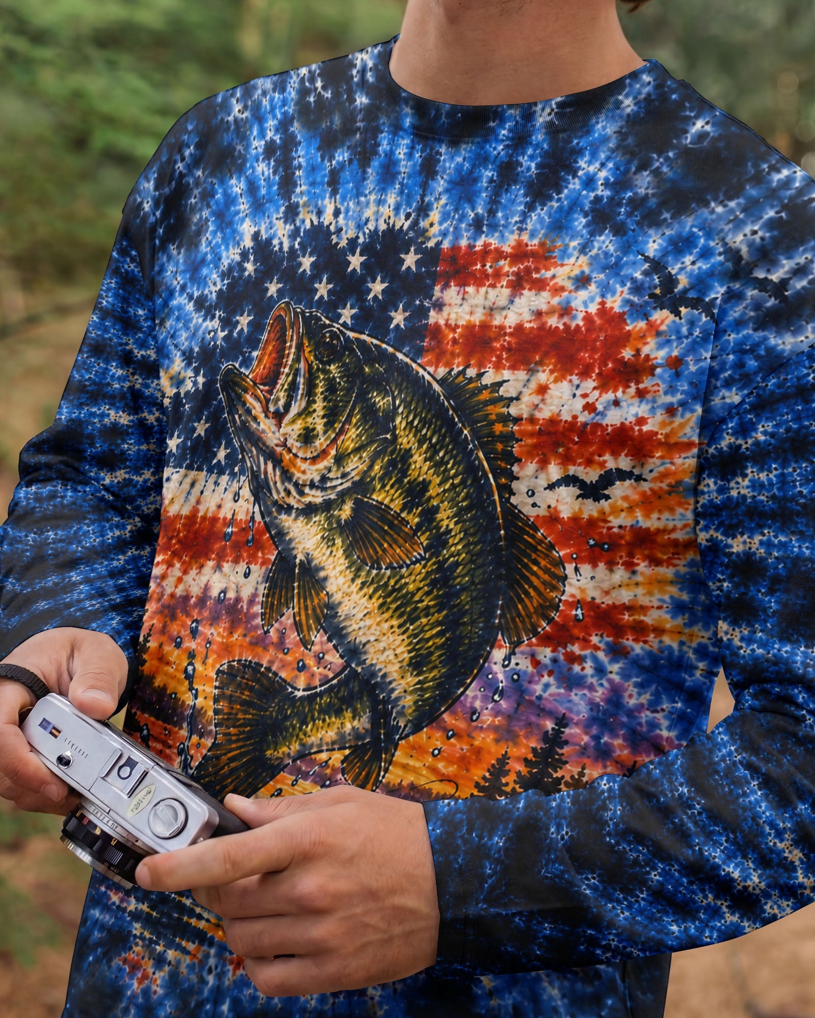 SUNSET FISHING STARS & STRIPES PATTERN ALL OVER PRINT - TLHN0106263