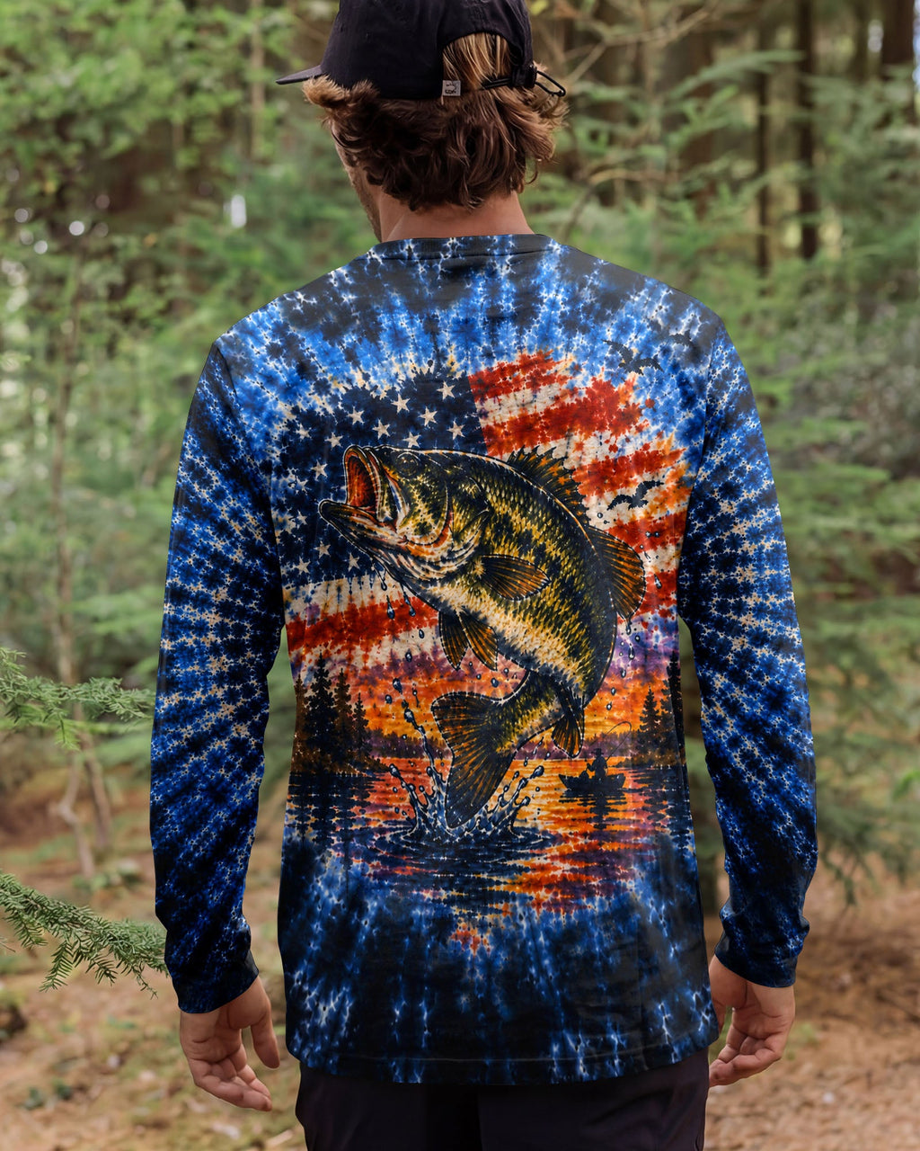 SUNSET FISHING STARS & STRIPES PATTERN ALL OVER PRINT - TLHN0106263