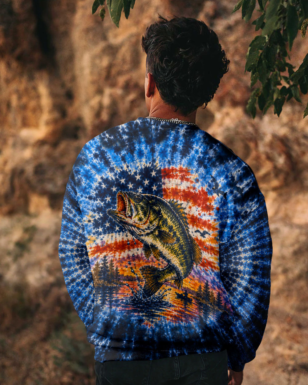 SUNSET FISHING STARS & STRIPES PATTERN ALL OVER PRINT - TLHN0106263