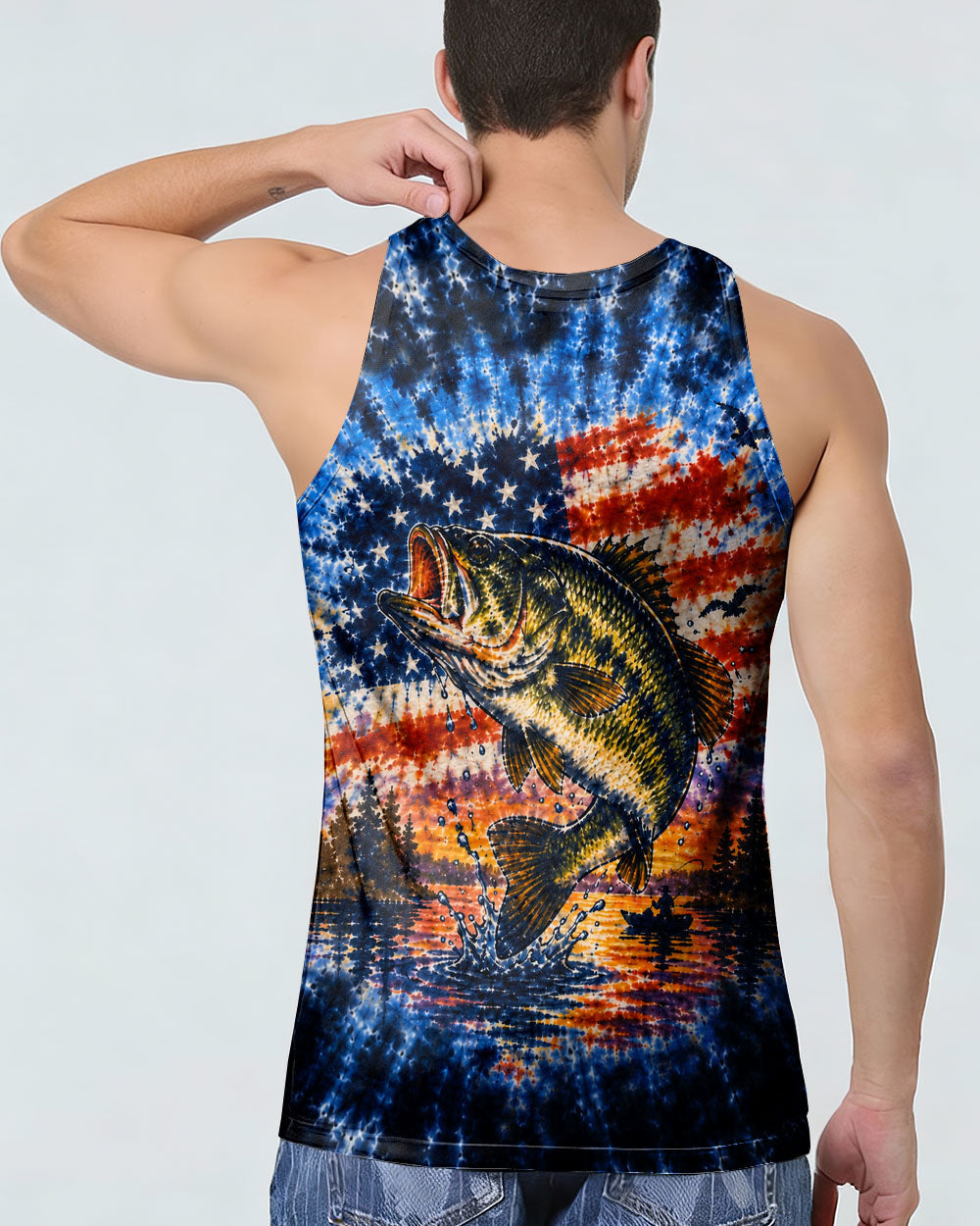 SUNSET FISHING STARS & STRIPES PATTERN ALL OVER PRINT - TLHN0106263