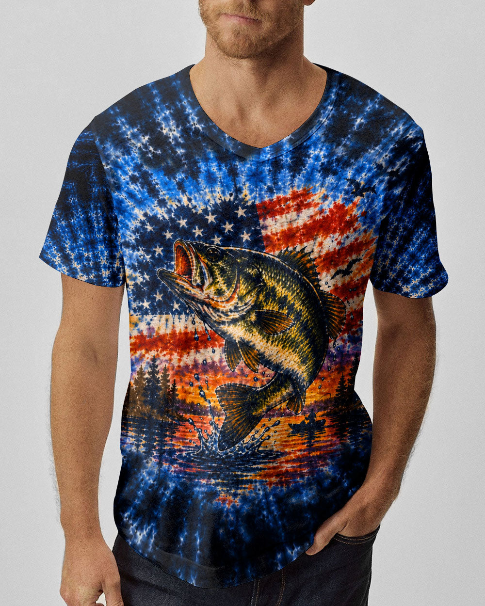 SUNSET FISHING STARS & STRIPES PATTERN ALL OVER PRINT - TLHN0106263