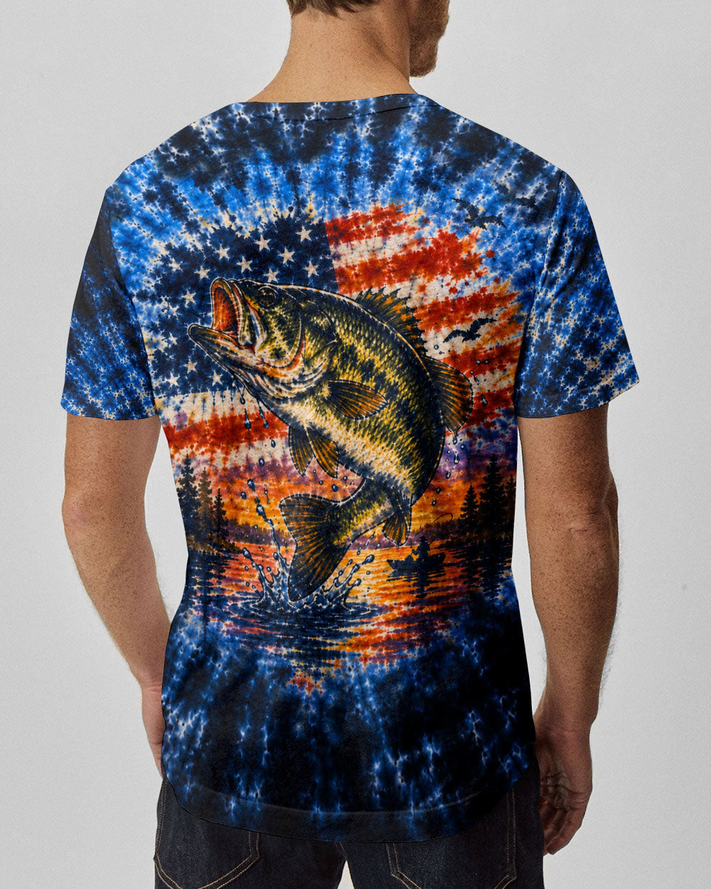 SUNSET FISHING STARS & STRIPES PATTERN ALL OVER PRINT - TLHN0106263