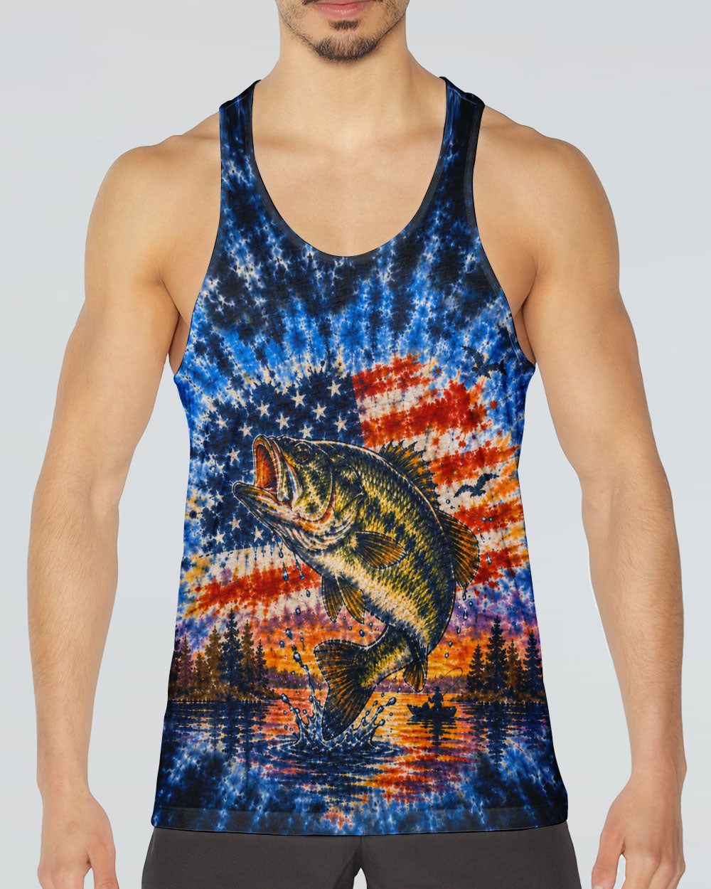 SUNSET FISHING STARS & STRIPES PATTERN ALL OVER PRINT - TLHN0106263