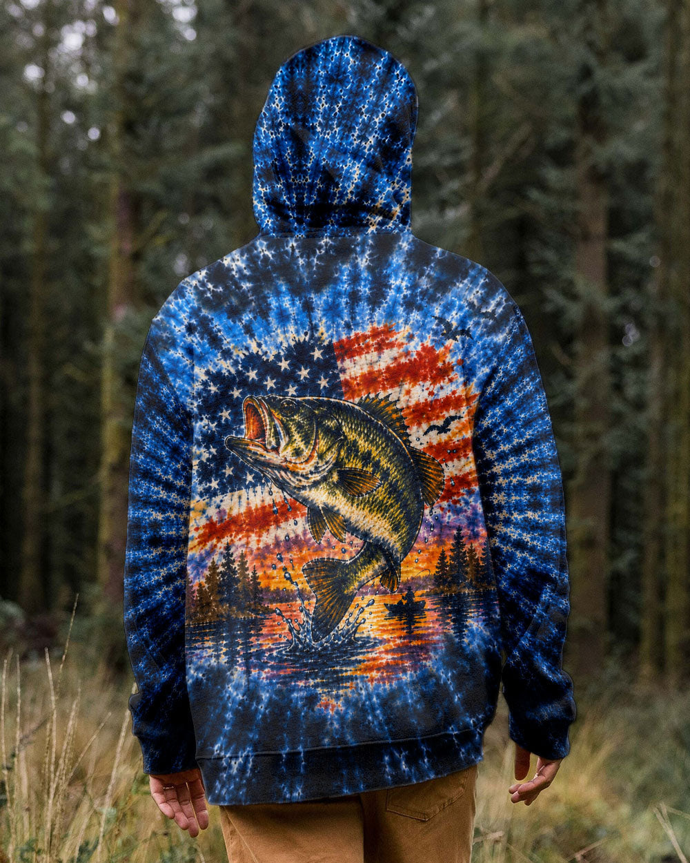 SUNSET FISHING STARS & STRIPES PATTERN ALL OVER PRINT - TLHN0106263