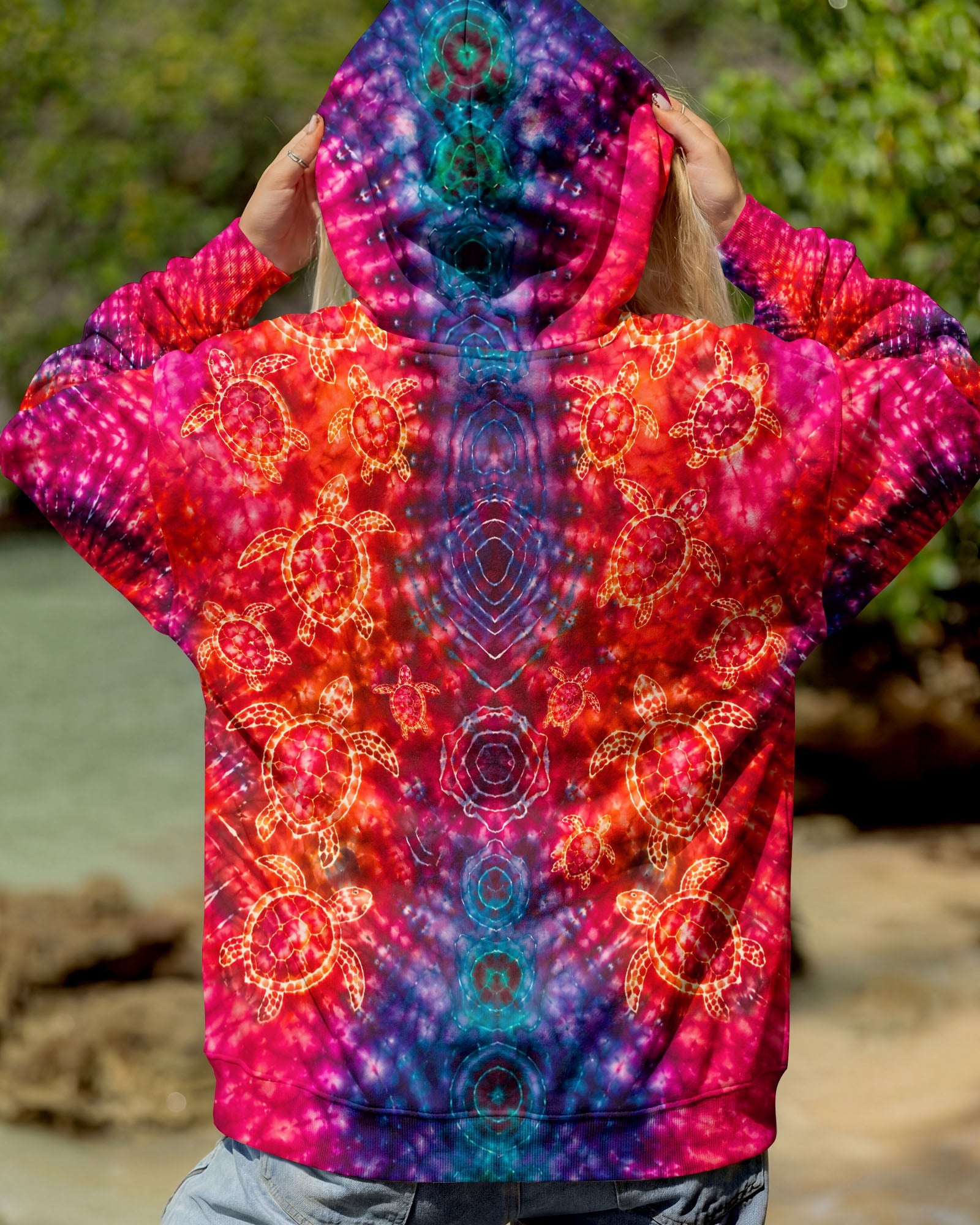 SEA TURTLES PSYCHEDELIC PATTERN ALL OVER PRINT  - TLHN0107261