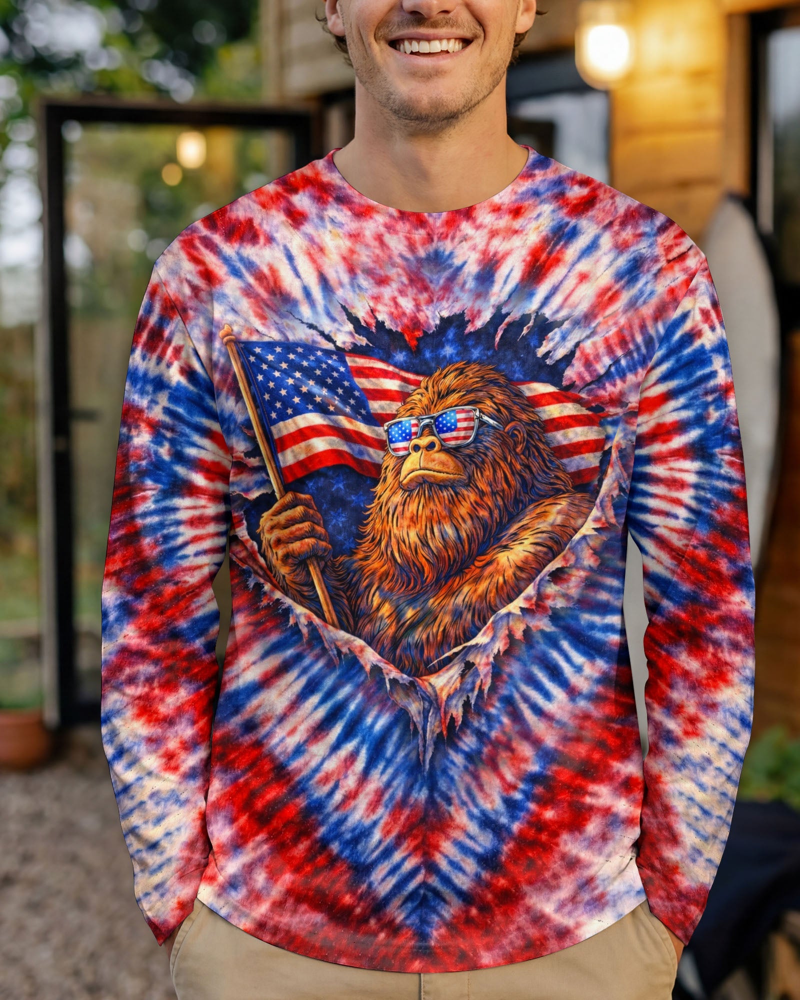 BIGFOOT RED WHITE & BLUE SWIRL ALL OVER PRINT  - TLHN0204262