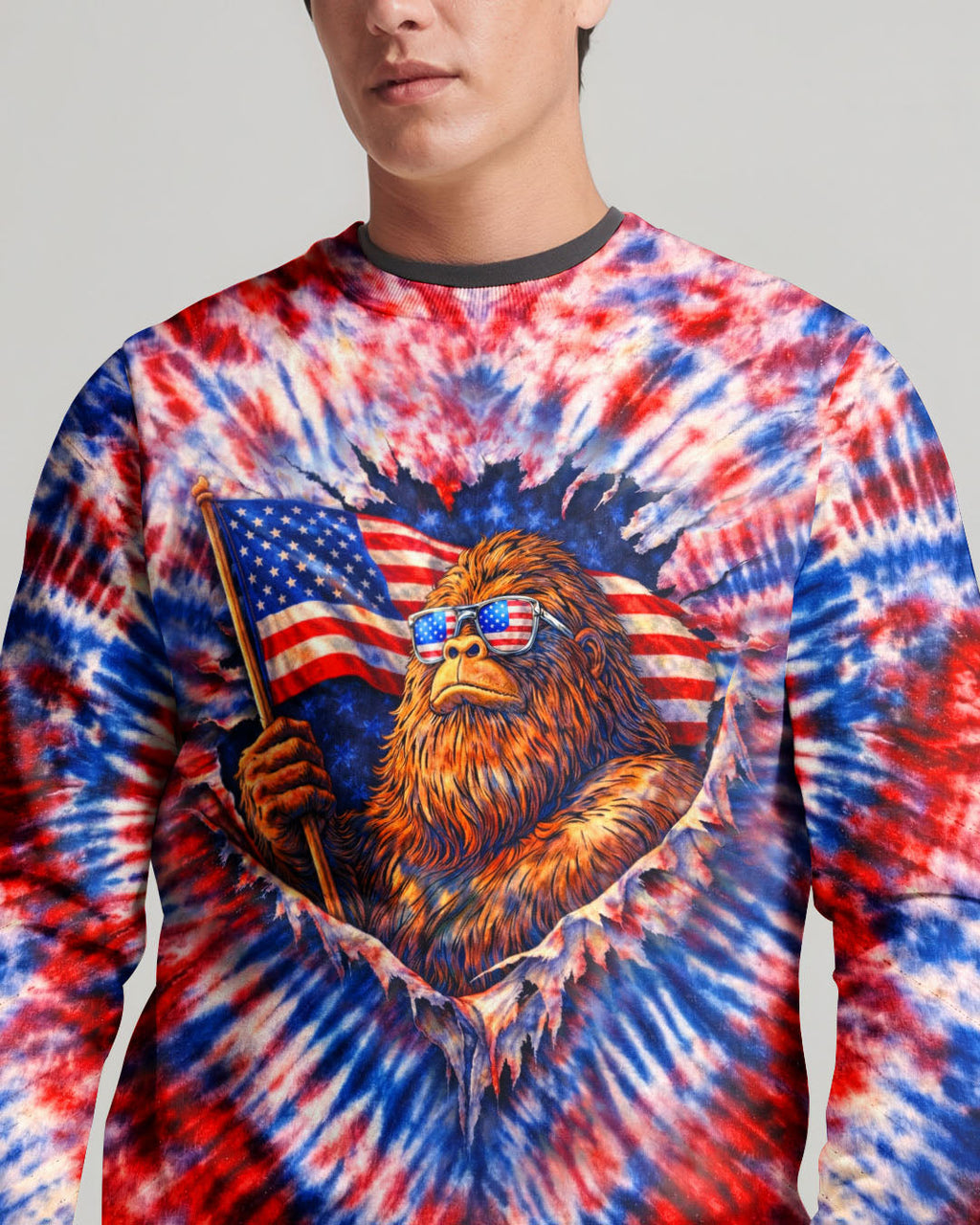 BIGFOOT RED WHITE & BLUE SWIRL ALL OVER PRINT  - TLHN0204262