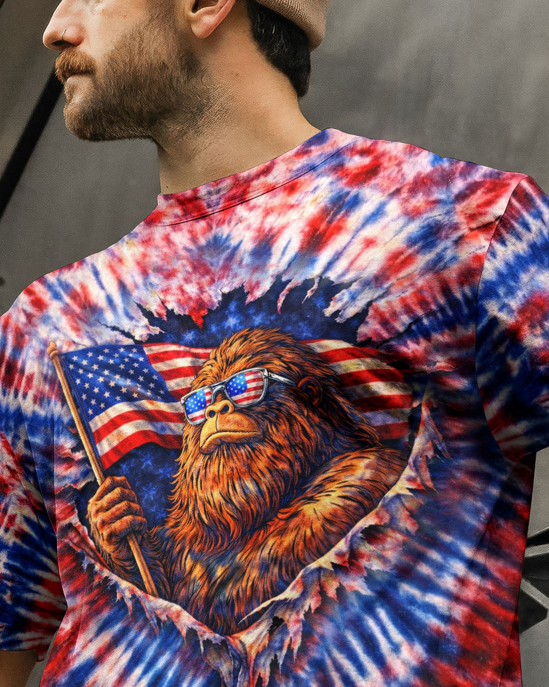 BIGFOOT RED WHITE & BLUE SWIRL ALL OVER PRINT  - TLHN0204262