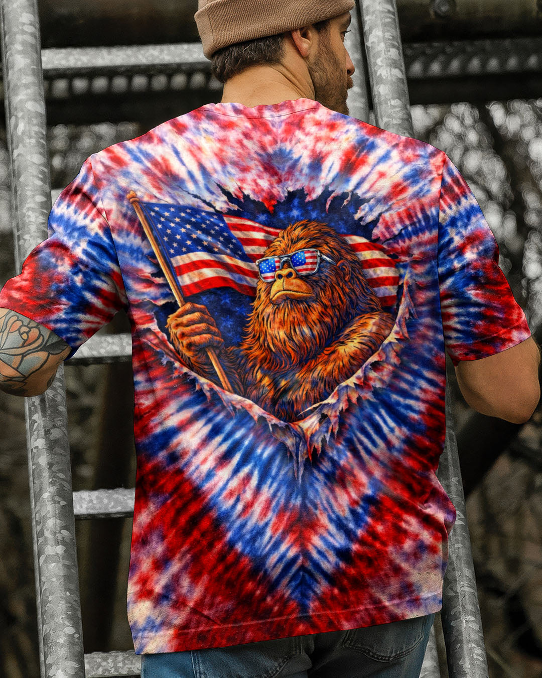 BIGFOOT RED WHITE & BLUE SWIRL ALL OVER PRINT  - TLHN0204262