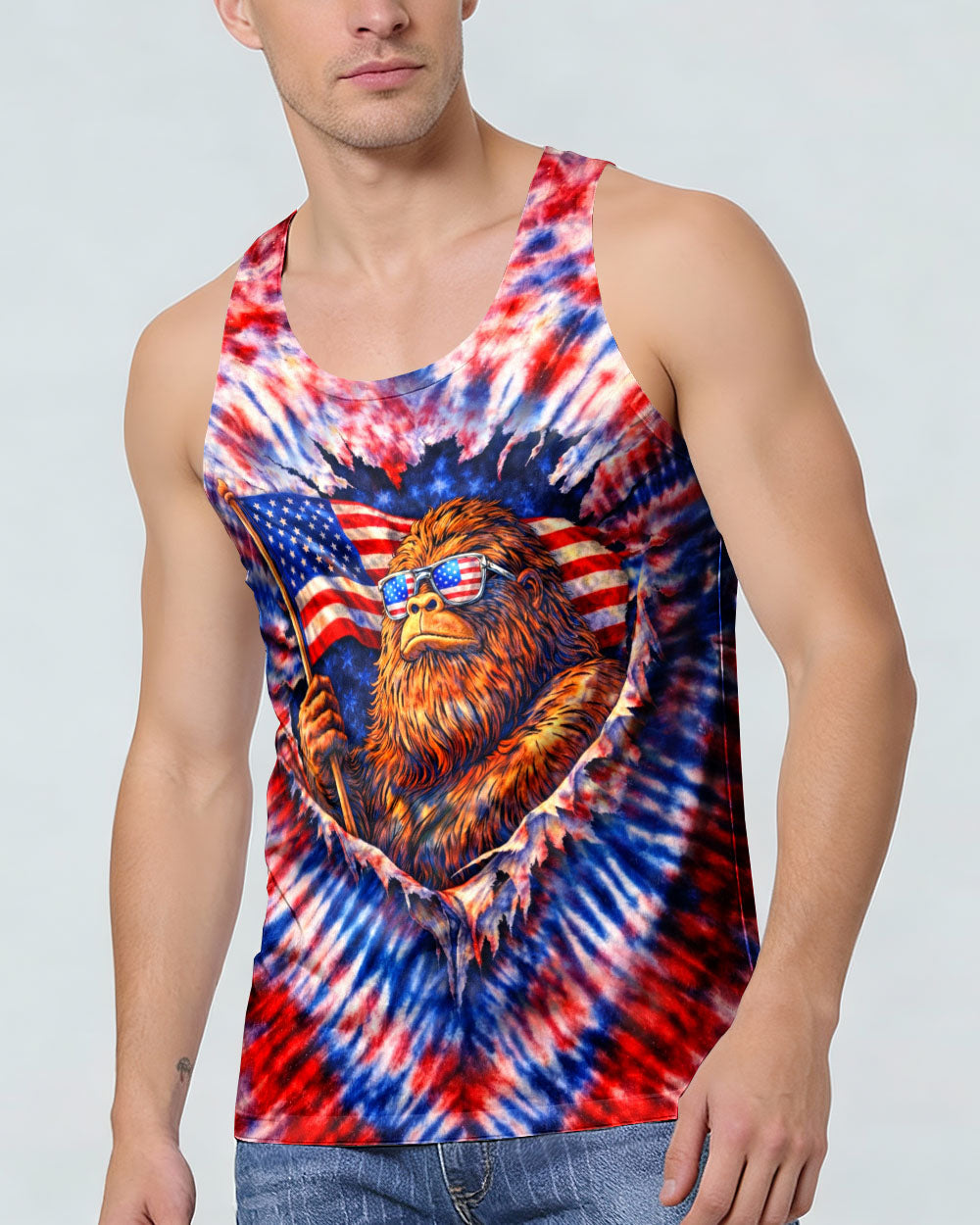 BIGFOOT RED WHITE & BLUE SWIRL ALL OVER PRINT  - TLHN0204262