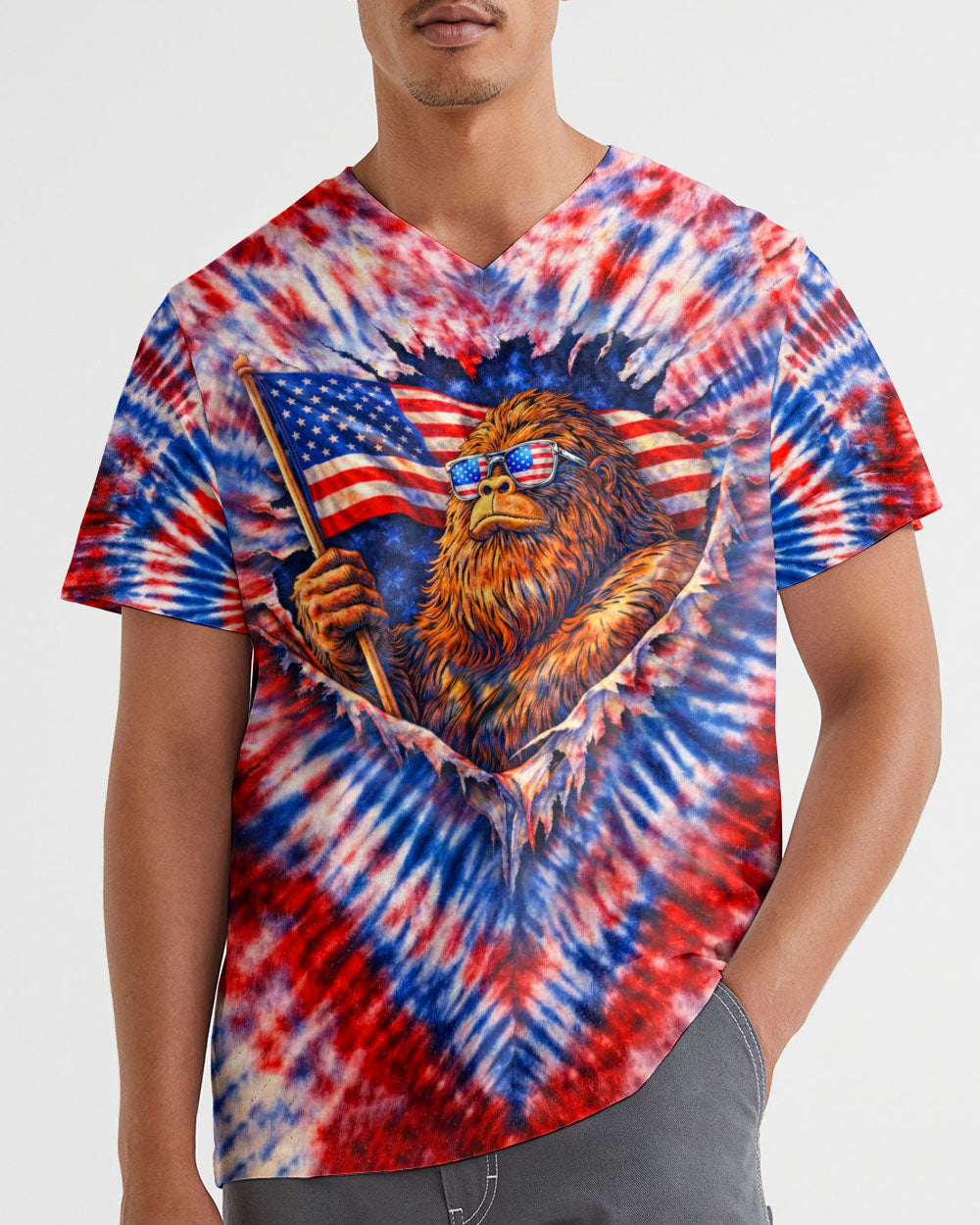 BIGFOOT RED WHITE & BLUE SWIRL ALL OVER PRINT  - TLHN0204262