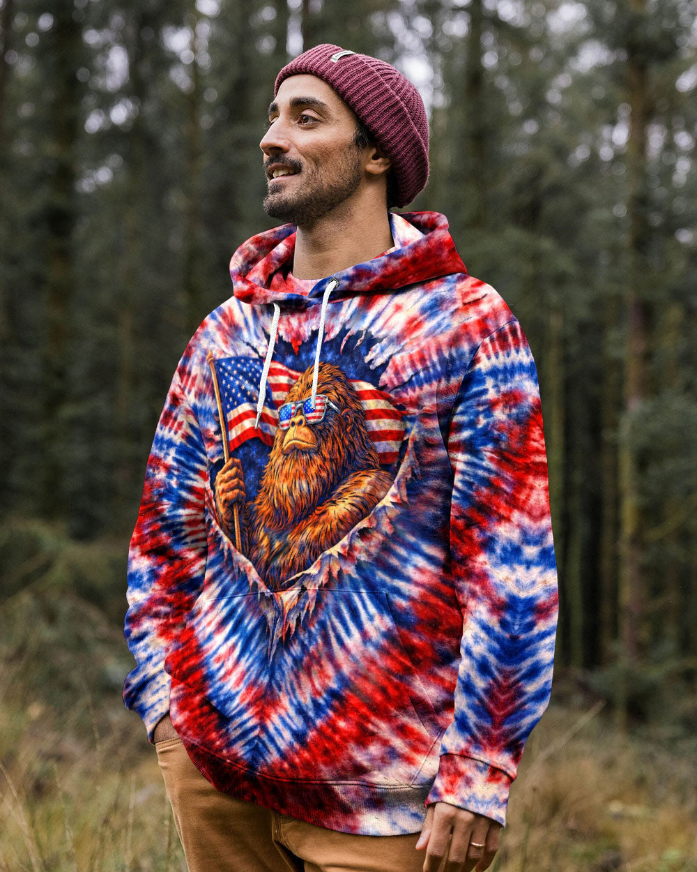 BIGFOOT RED WHITE & BLUE SWIRL ALL OVER PRINT  - TLHN0204262
